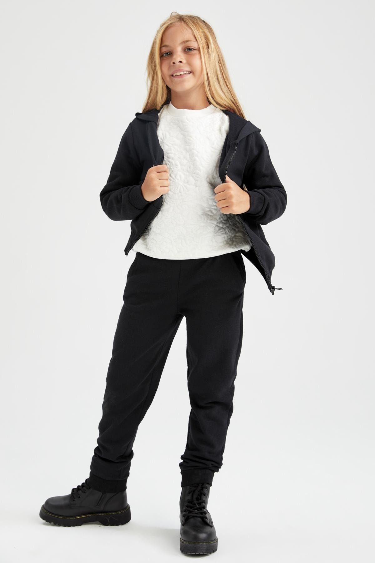 Defacto Girls Black Jogger Standard Fit School Sweatpants Trendyol