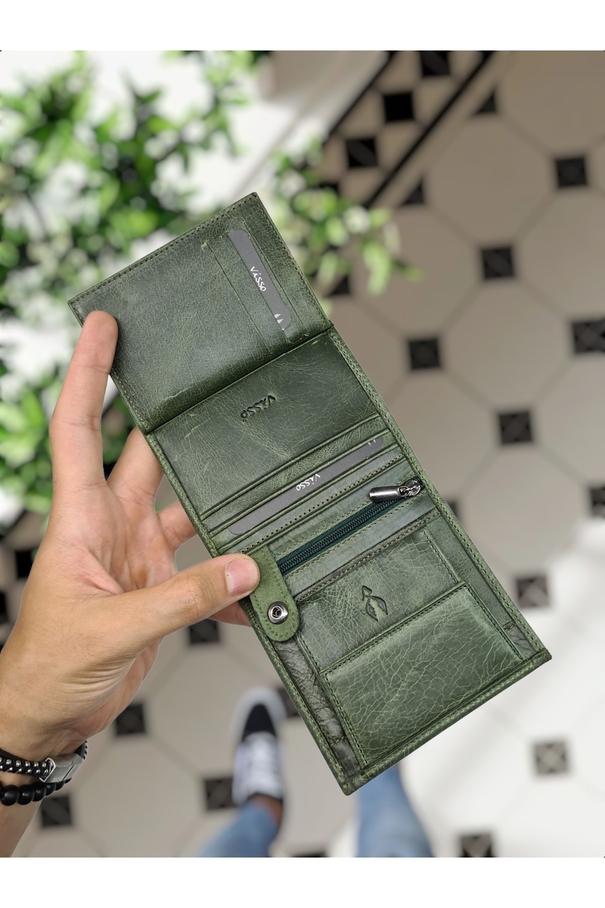 کیف پول مردانه سبز Visso leather | VİSSO 111 اورجینال - تصویر 5