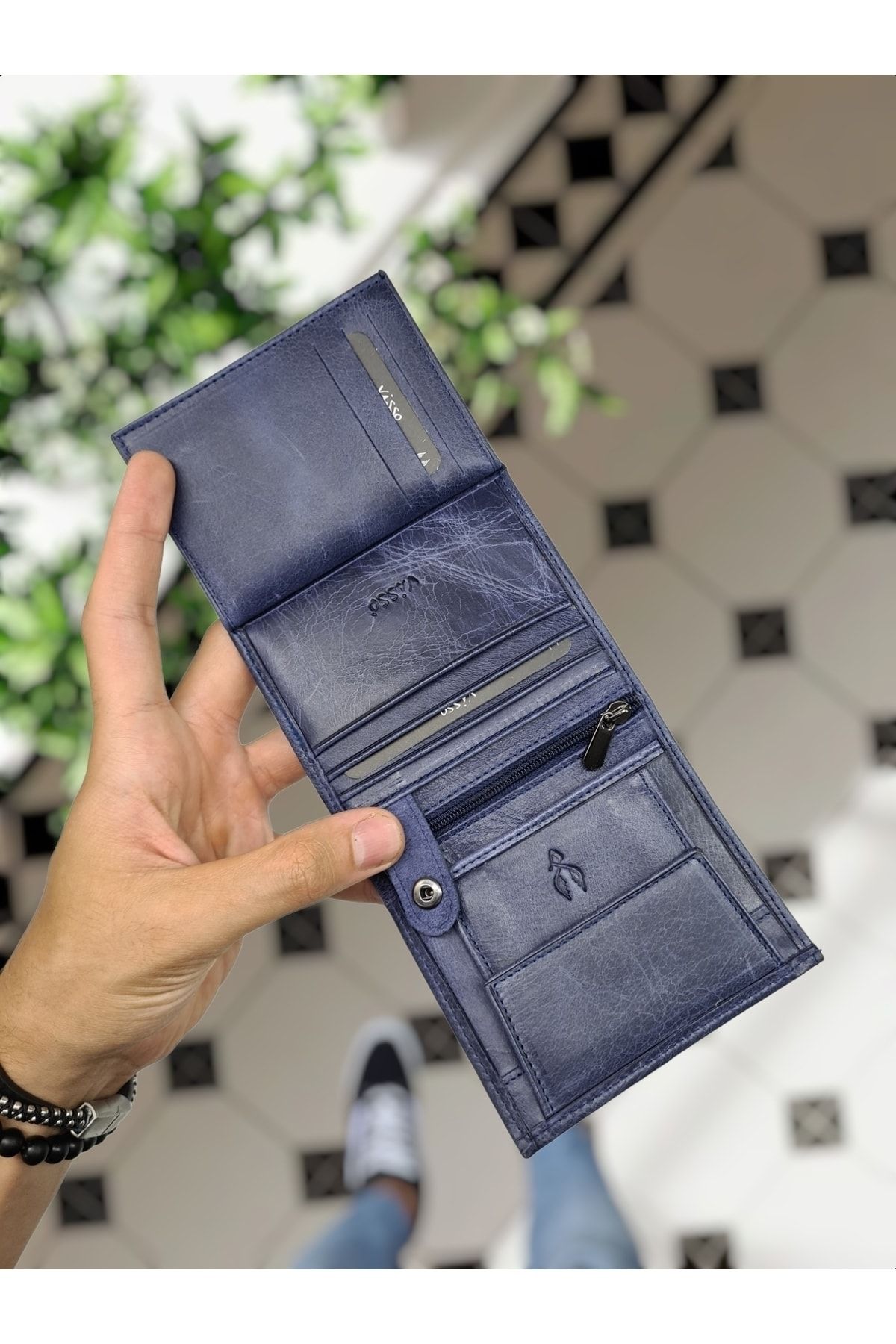 کیف پول زنانه VISSO 111 نام مخصوص چرم چرمی قطعات سبز Visso leather