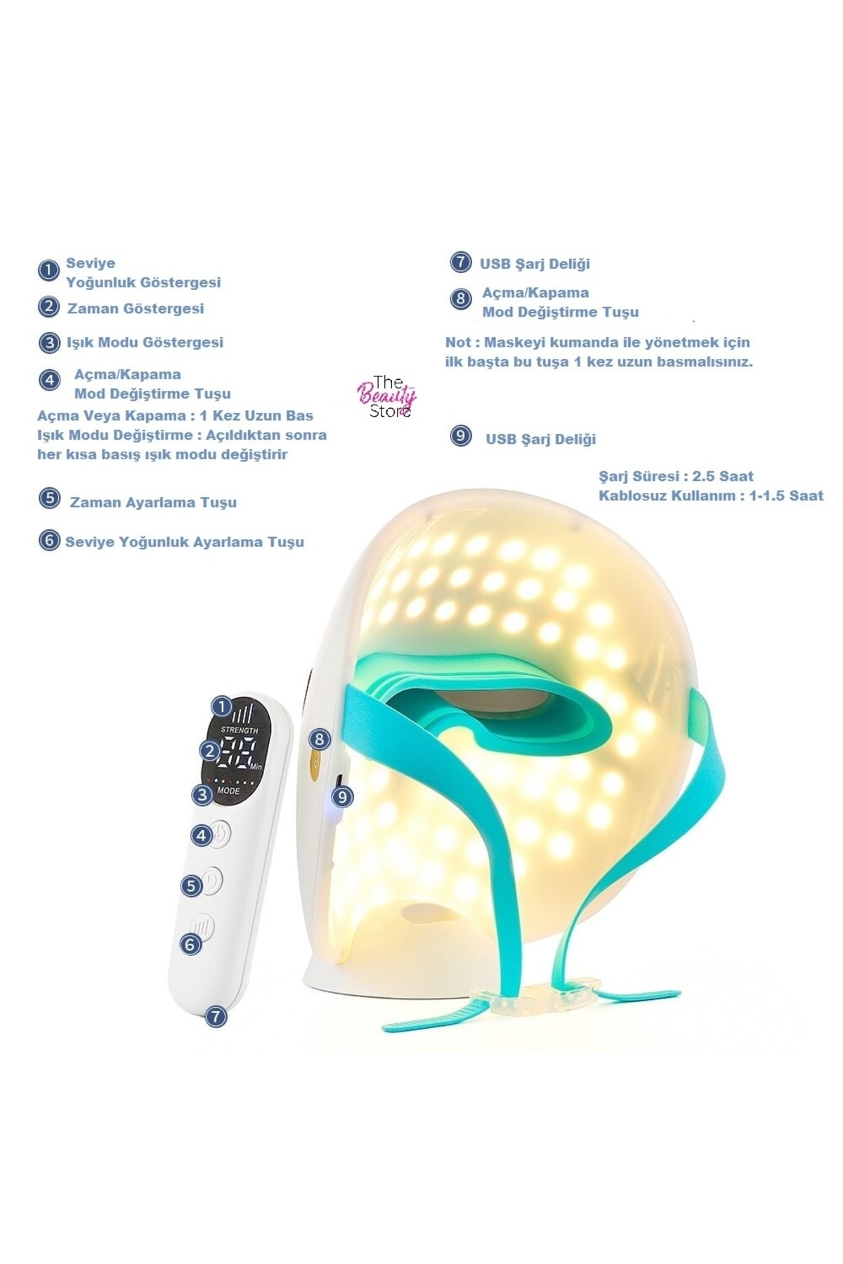 Yüz Maskesi Cilt Tazeleme Yenileme Peeling Dermapen Foton Güzellik Led Maske — سفید LDMS2 — تصویر 4 از 6