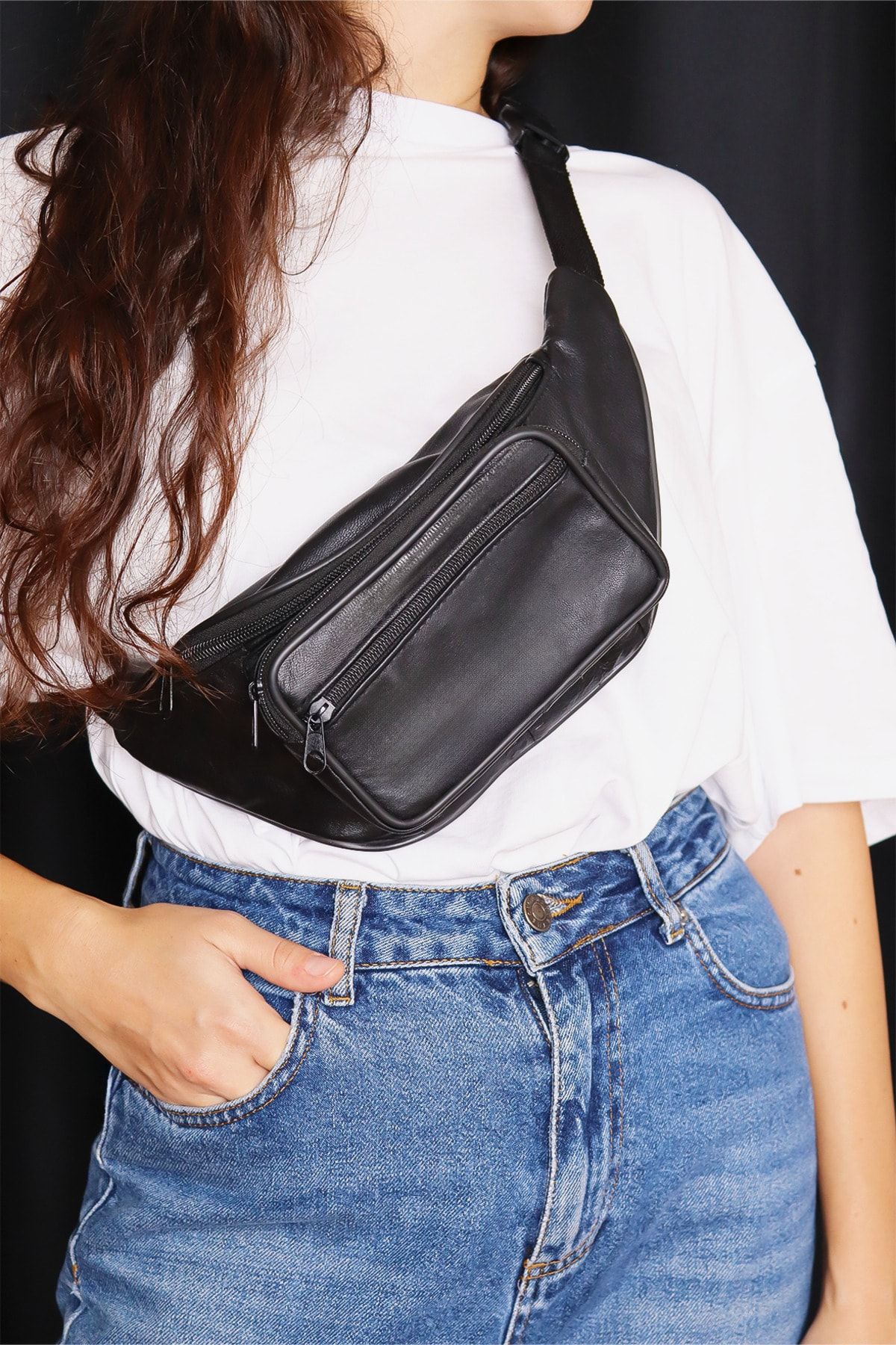 Jack Tonio Bum Bag Black Plain
