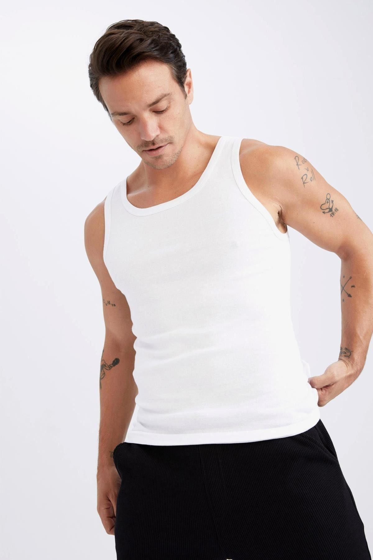 Mens slim cheap fit ribbed vests