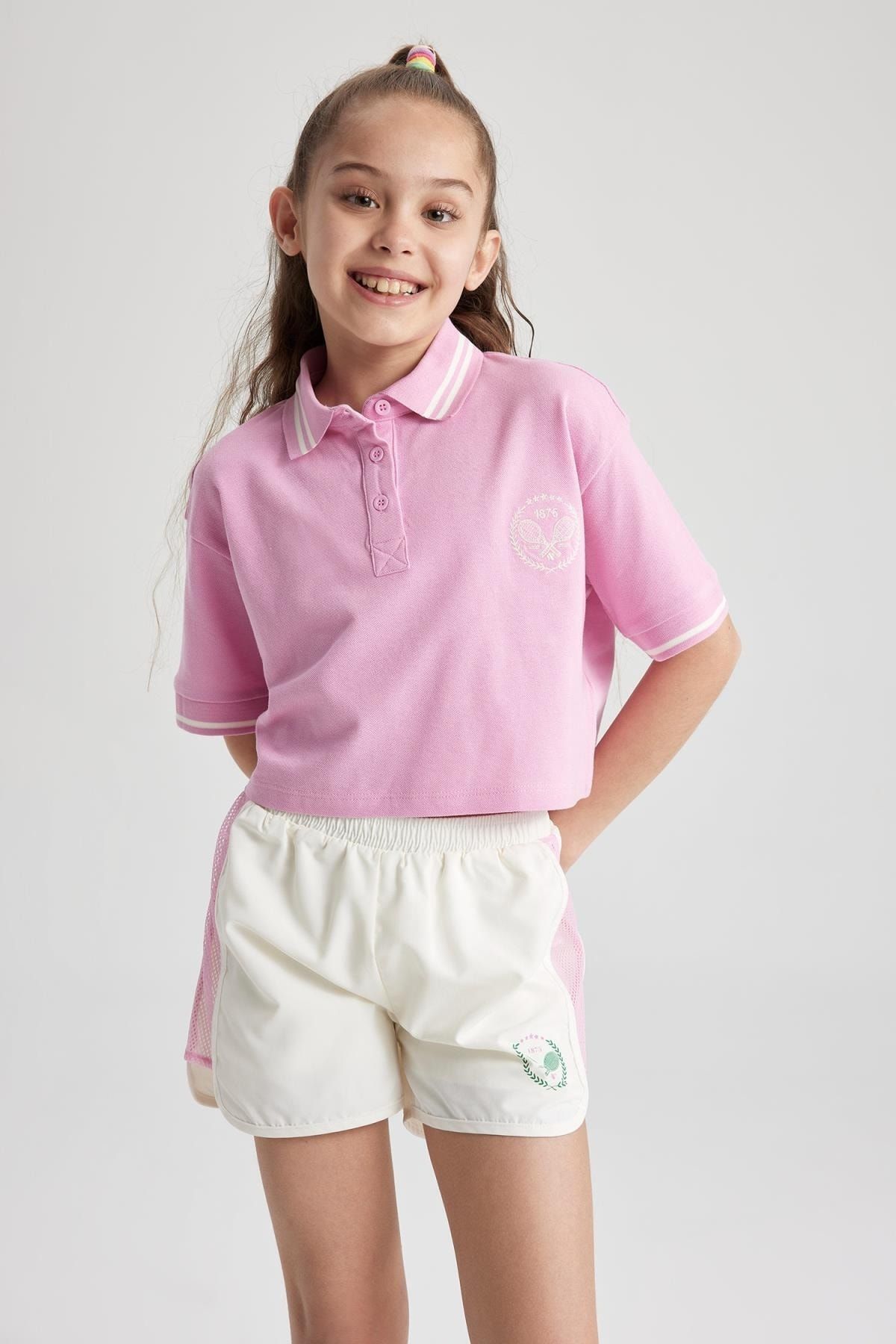 Girls pink polo online shirts