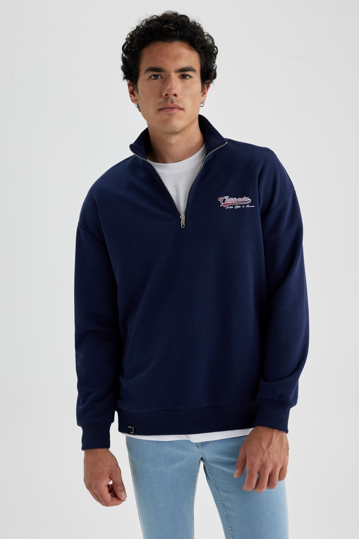 Defacto Comfort Fit Stand up Collar Sweatshirt Trendyol