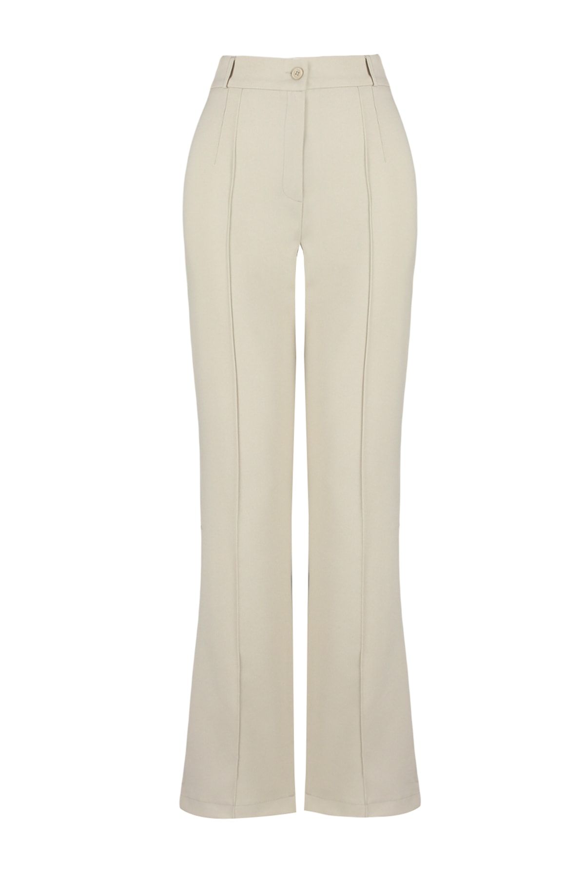Trendyol Collection-Nerzfarbene, gerade geschnittene, gerippte, gewebte Hose mit hoher Taille TWOSS21PL0093 18