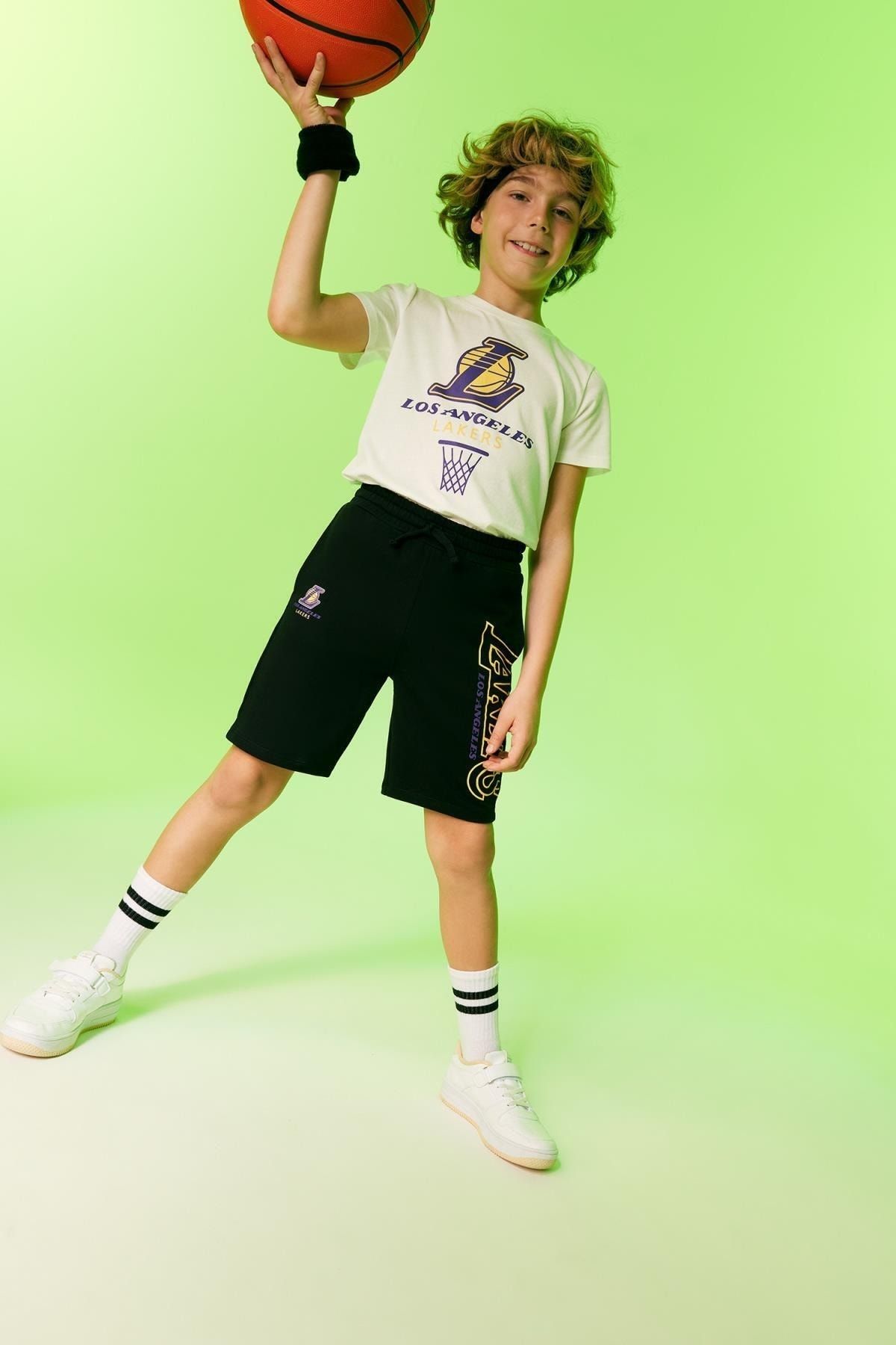 Defacto Boy s Regular Fit Nba Los Angeles Lakers Shorts Trendyol
