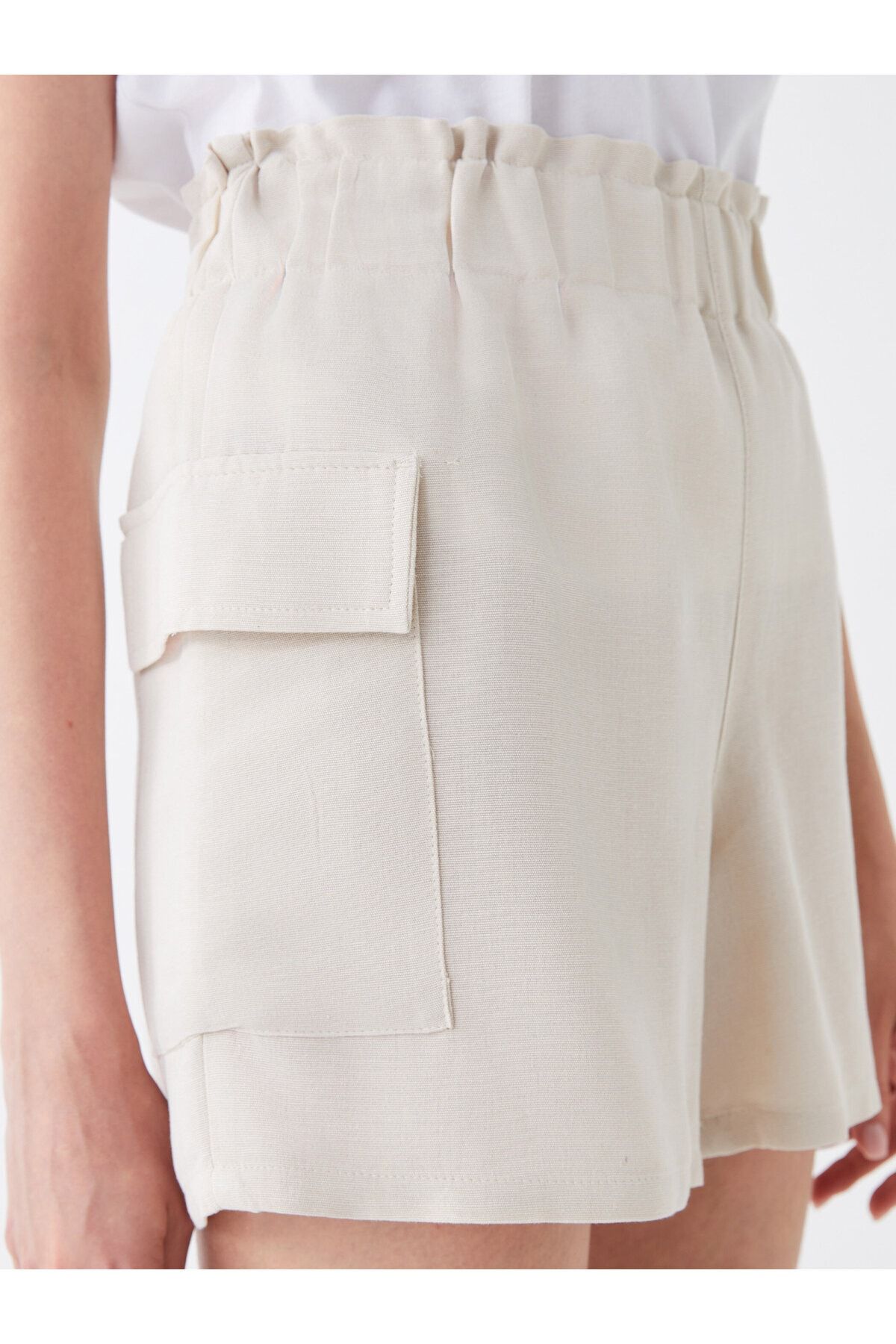 LC Waikiki-Damen-Shorts – Standard-Passform, einfarbige Leinenmischung 3