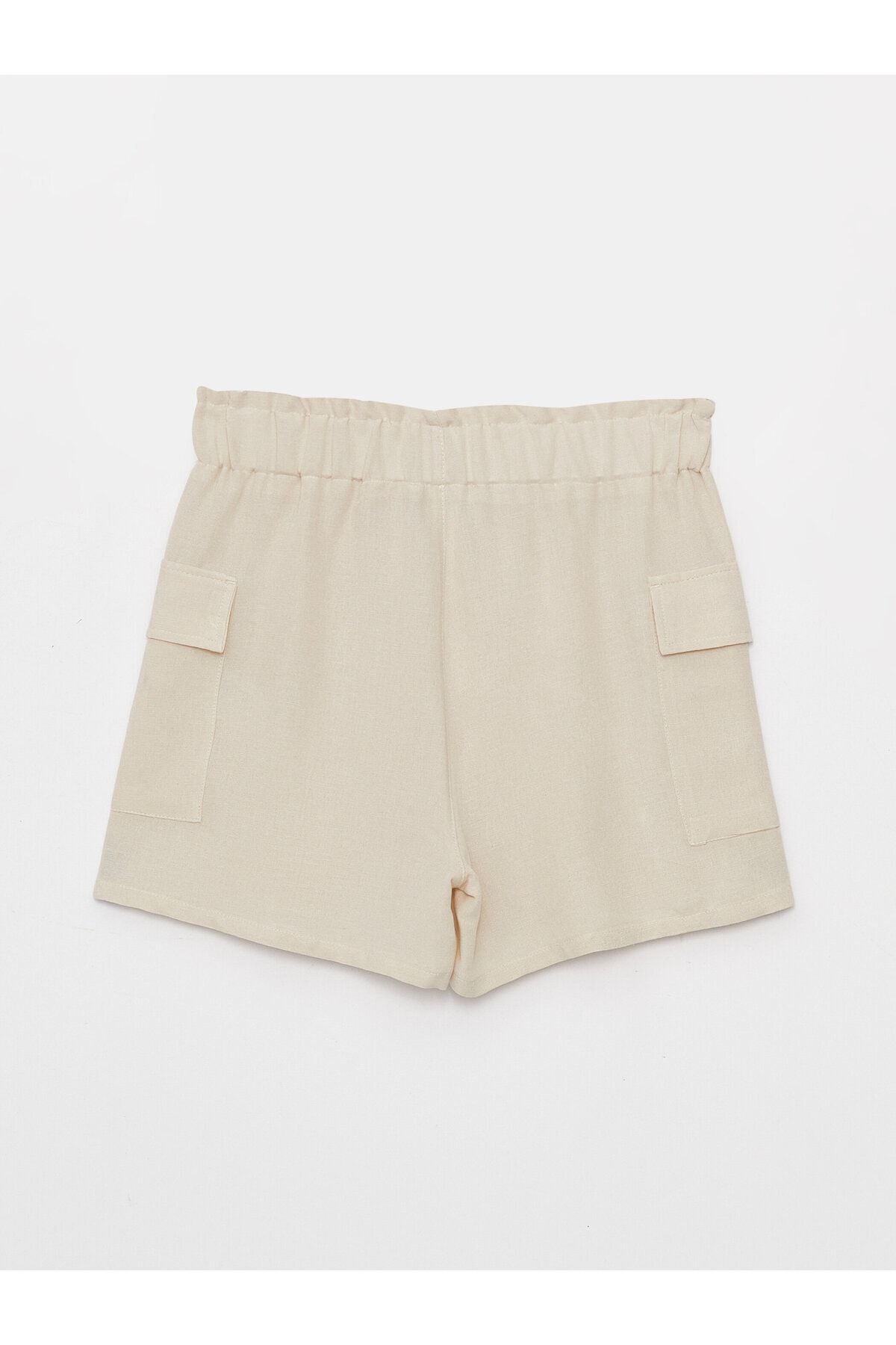 LC Waikiki-Damen-Shorts – Standard-Passform, einfarbige Leinenmischung 7