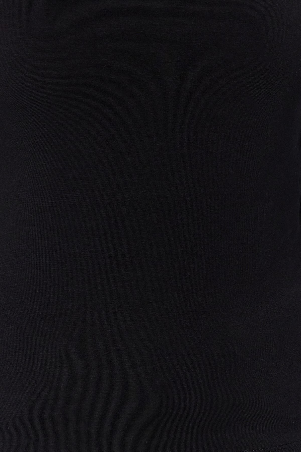 Trendyol Collection-Schwarze, dehnbare, figurbetonte Bluse aus Baumwolle mit quadratischem Ausschnitt TWOAW24BZ00016 5