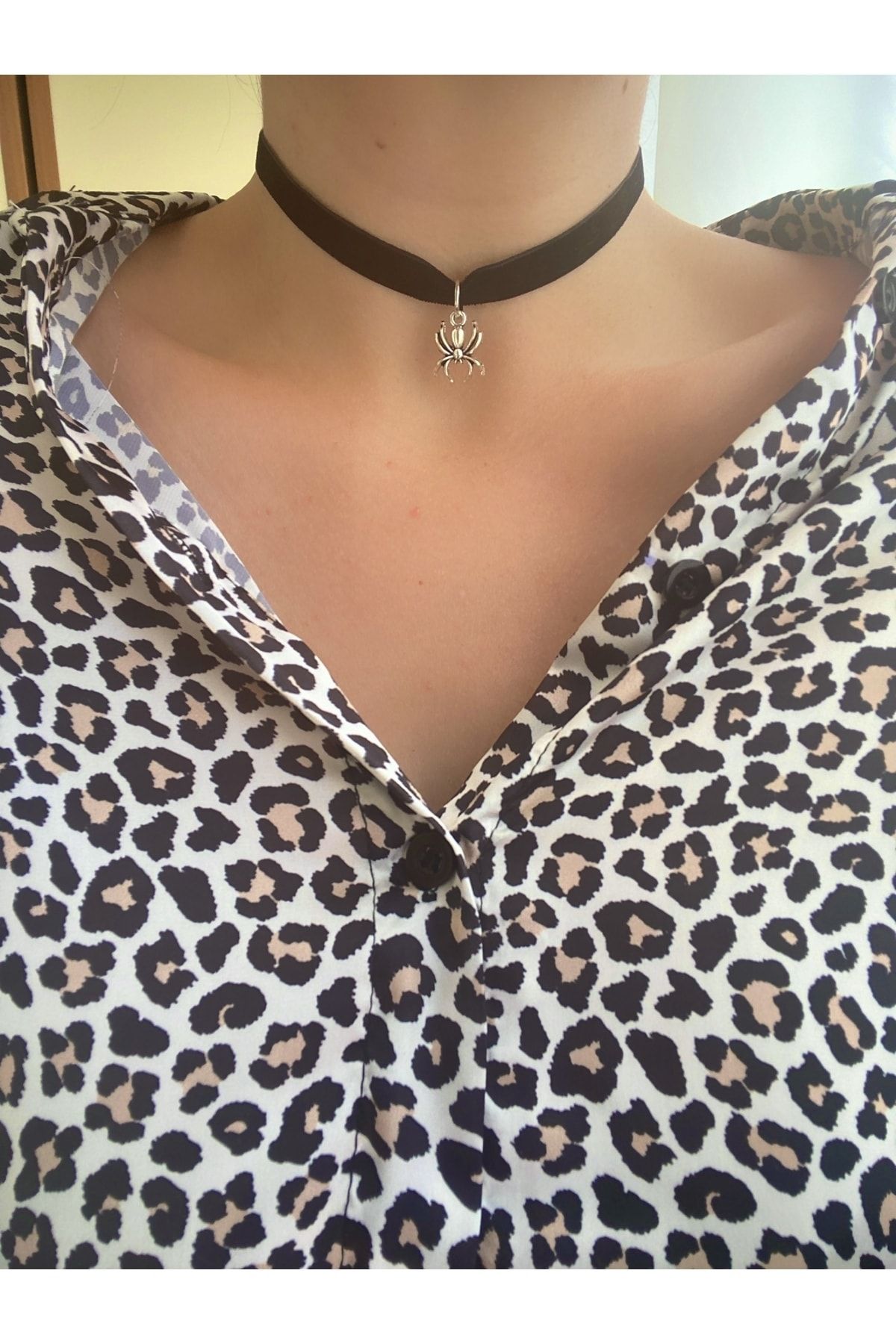 bohemian tak tasarim Gothic Spider Black Velvet Choker