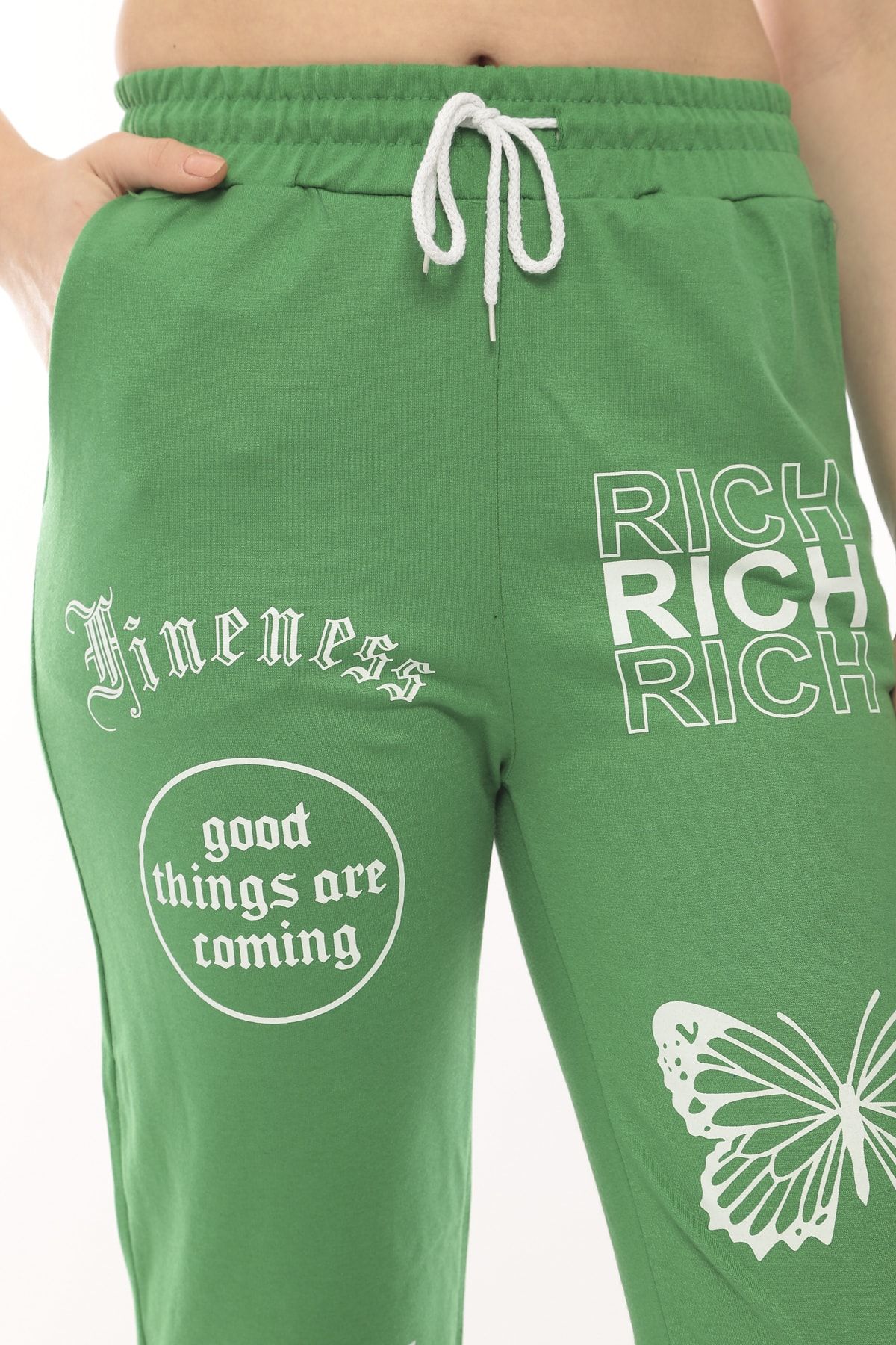 Green Hill-Sweatpants with Printed Pockets. 3
