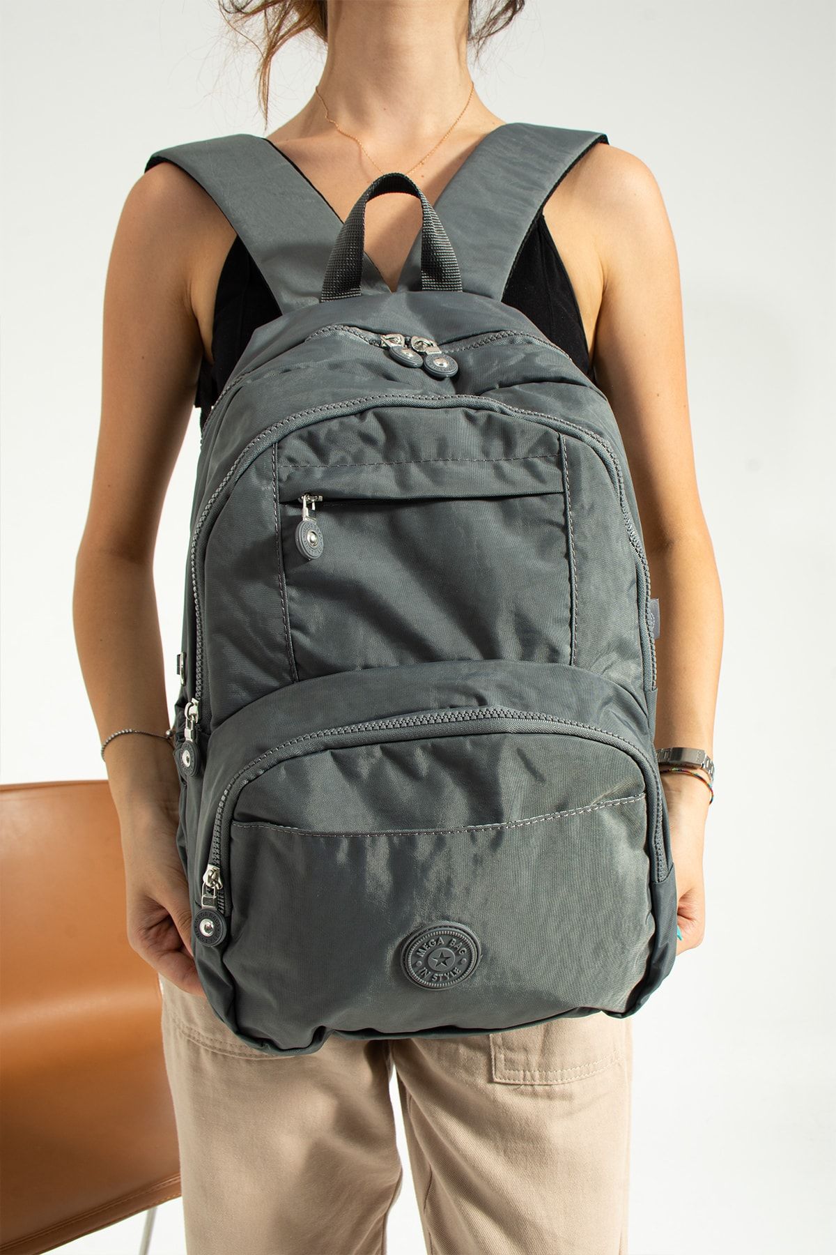 MEGA ÇANTA-MEGA GRAY KIPLING MULTI COMPARTMENT SCHOOL BAG AND DAILY BACKPACK 3