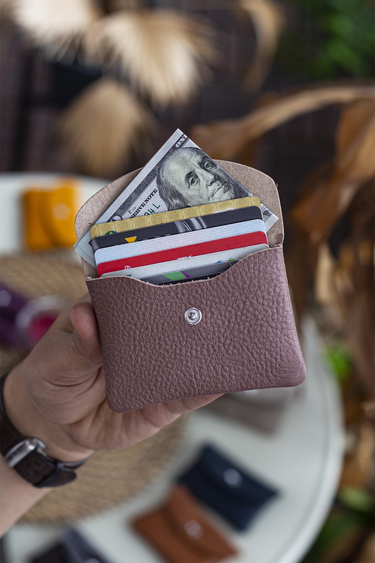 Murcia Genuine Leather Slim Design Powder Coin and Card Holder