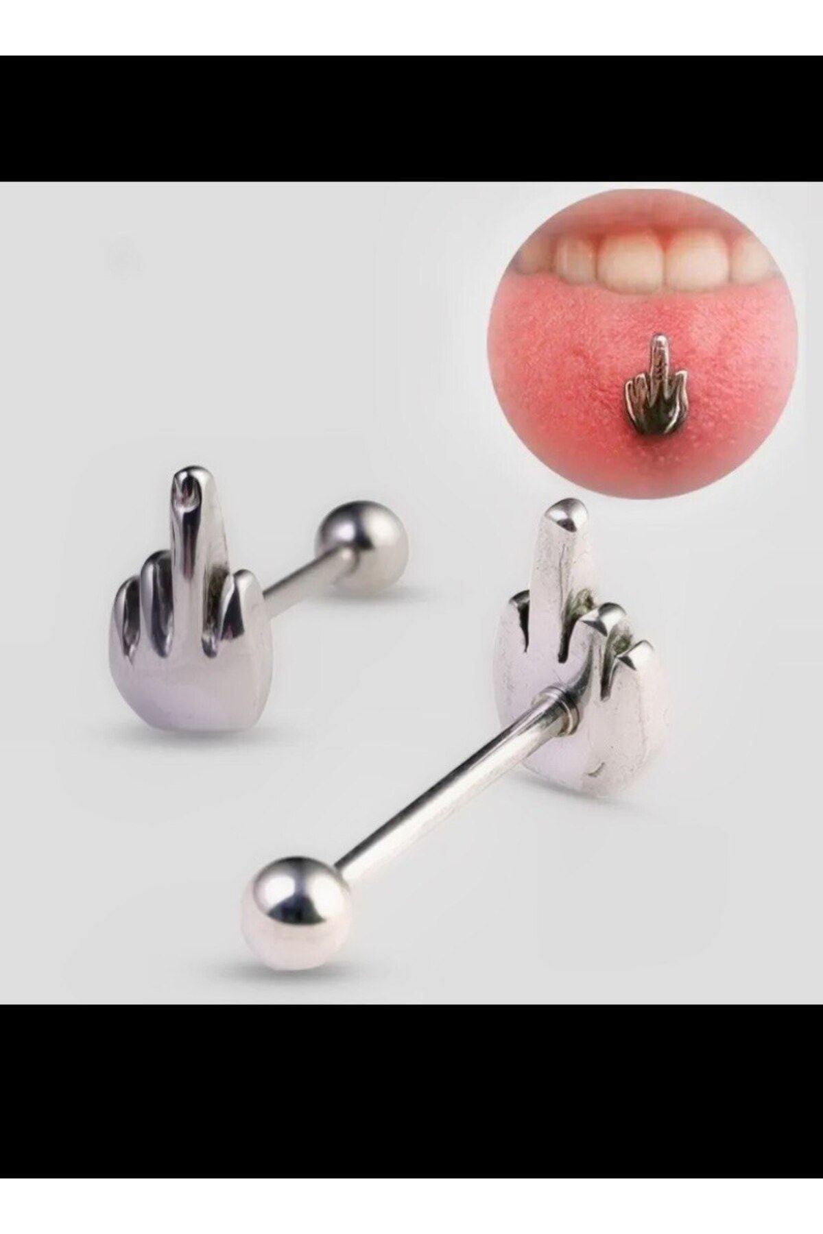 Arescollection Surgical Steel Middle Finger Tongue Piercing Trendyol