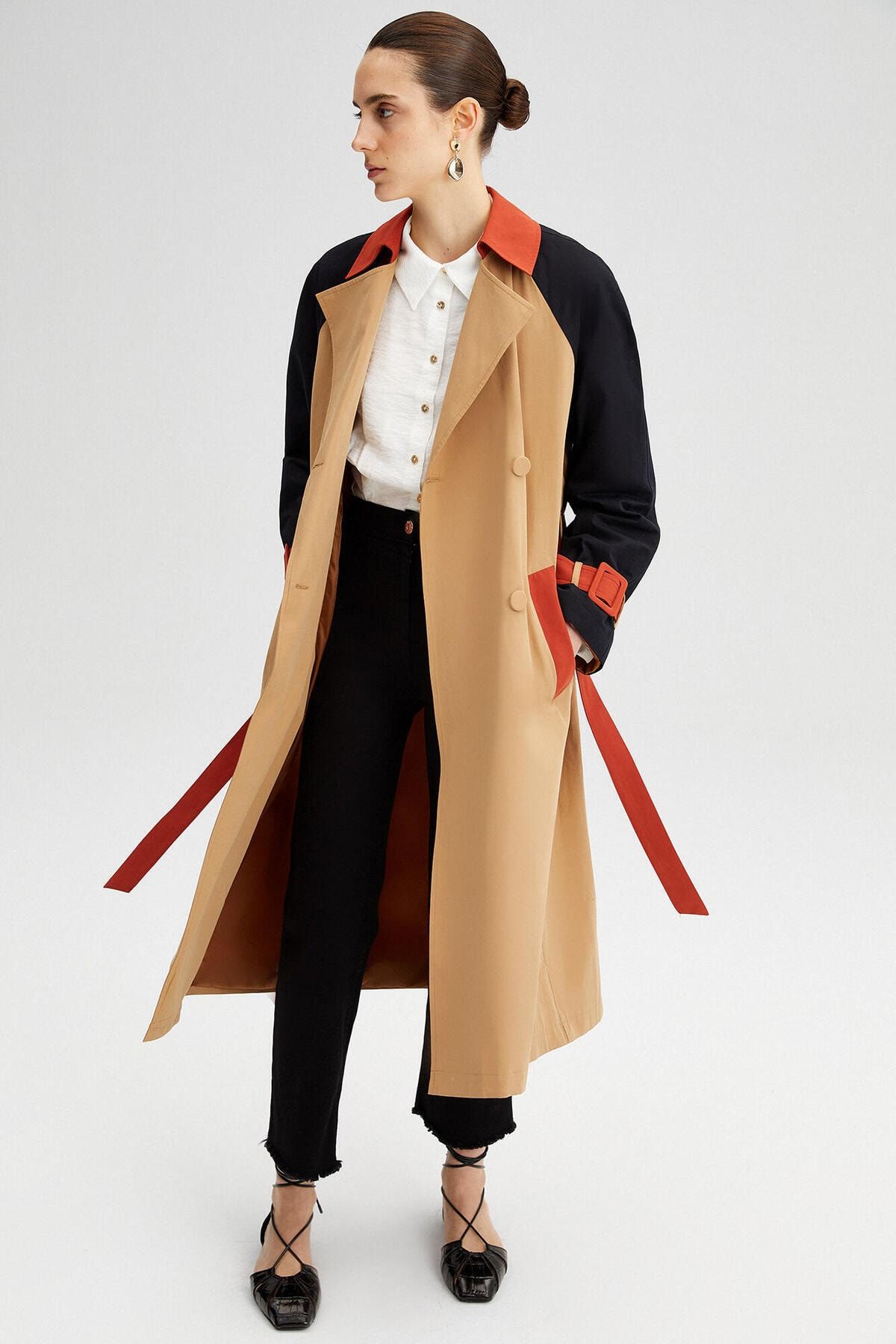 Color block trench coats clearance