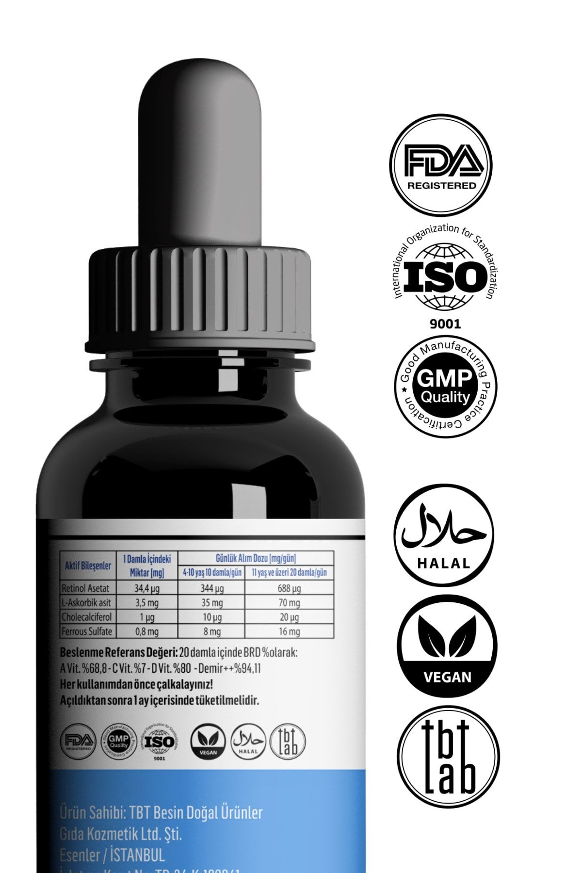Tabitat Doğal-Lugol 5% Iodine Solution - Iron and Vitamin C-d-a Drop Set 3