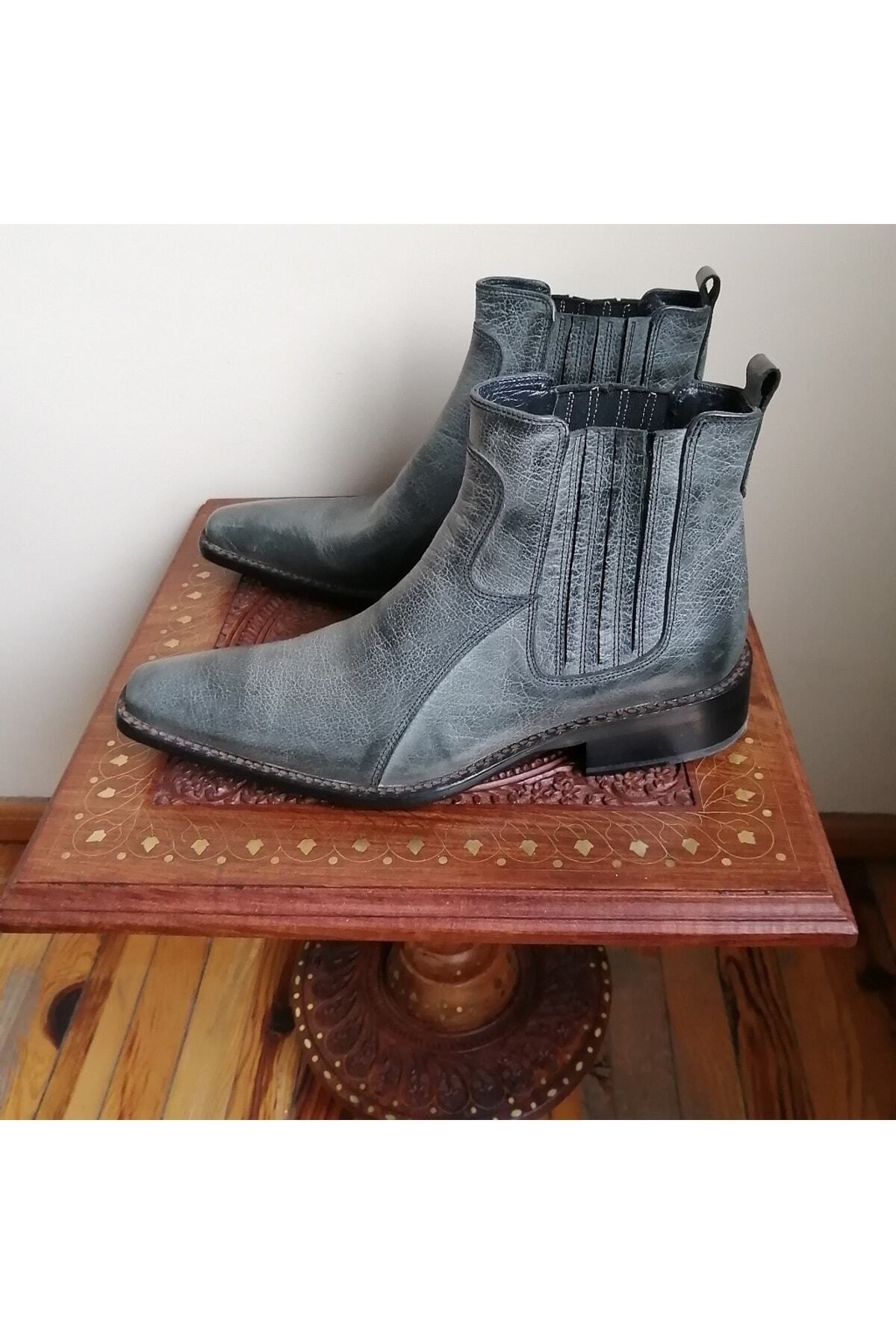 بوت مردانه خاکستری Butik Tülin | 5574337 اورجینال - تصویر 3