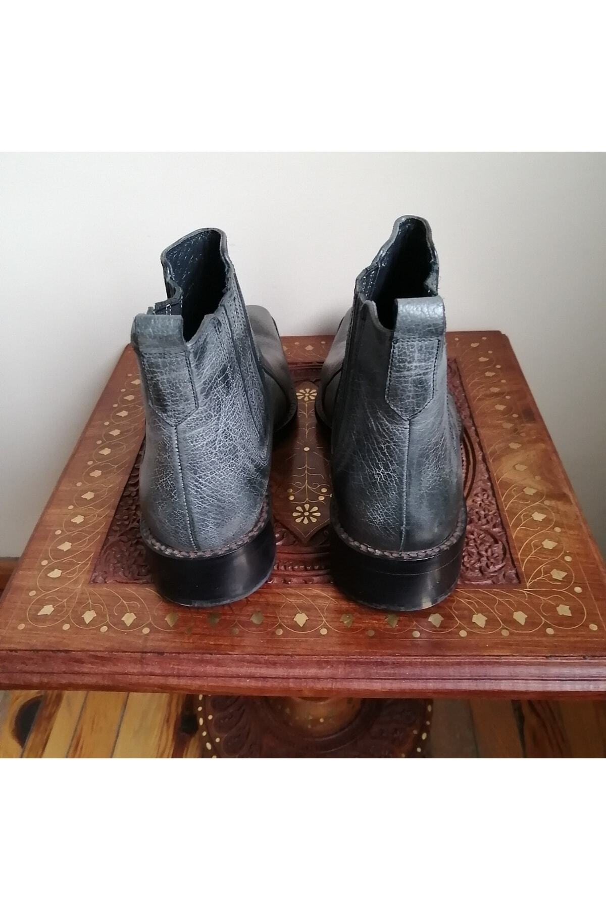 بوت مردانه خاکستری Butik Tülin | 5574337 اورجینال - تصویر 4