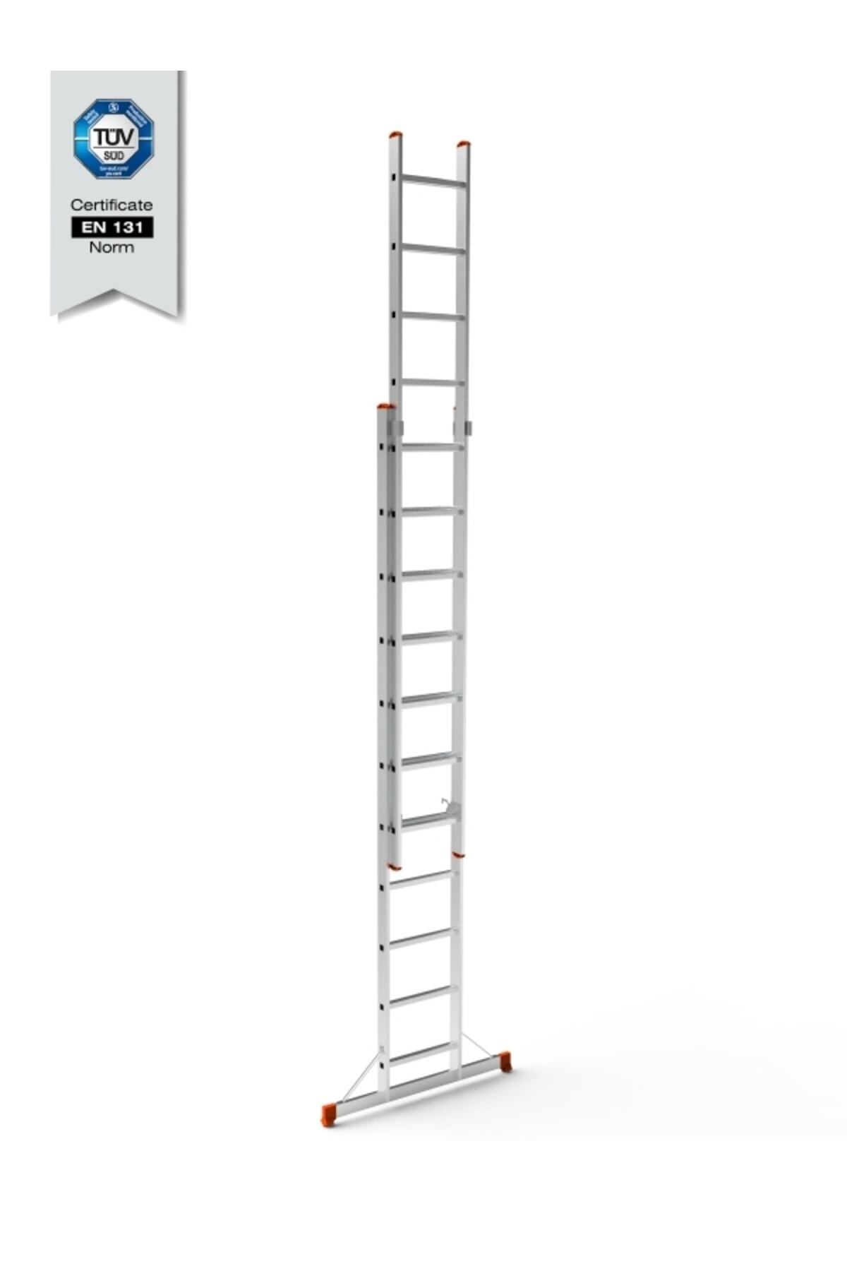 Aluminum Industrial Sliding Ladder 2 Steps 2x11 Steps