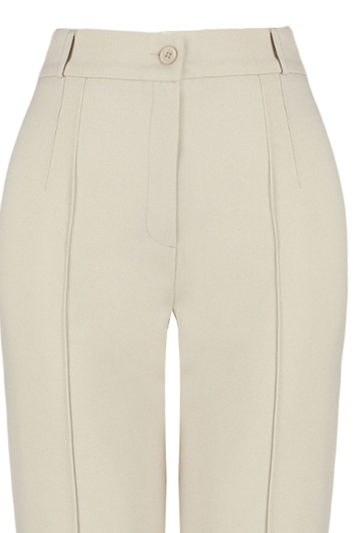 Trendyol Collection-Nerzfarbene, gerade geschnittene, gerippte, gewebte Hose mit hoher Taille TWOSS21PL0093 19