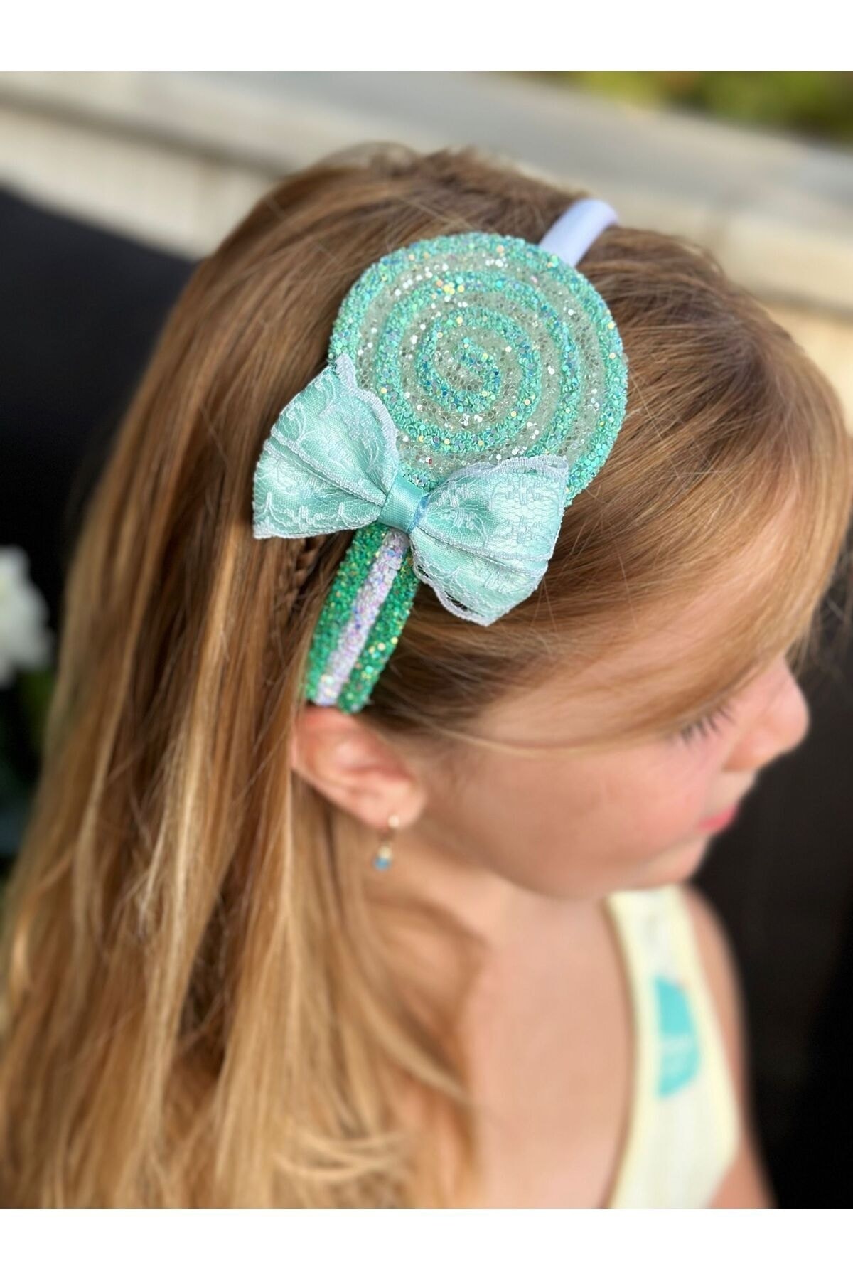 Luxury fashion giant glitter lollipop candy bow crown women kids crown water green white