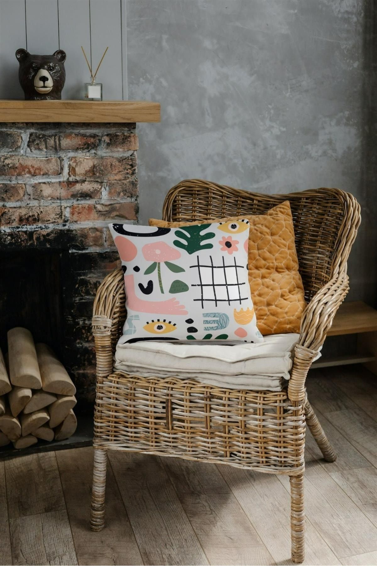 NT Handmade-Zippered Single Abstract Patterned Double Sided Printed 42x42cm Cotton Woven Throw Pillow Case 2