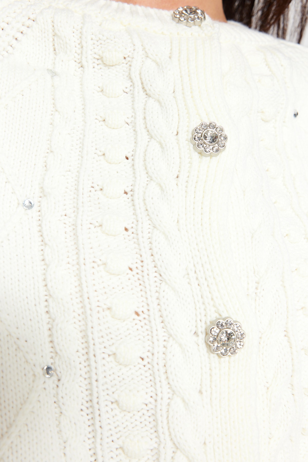 Trendyolmilla  Ekru Çift Taraflı Kullanılabilen Triko Kazak-Hırka TWOAW24KZ00144 - Görsel 5