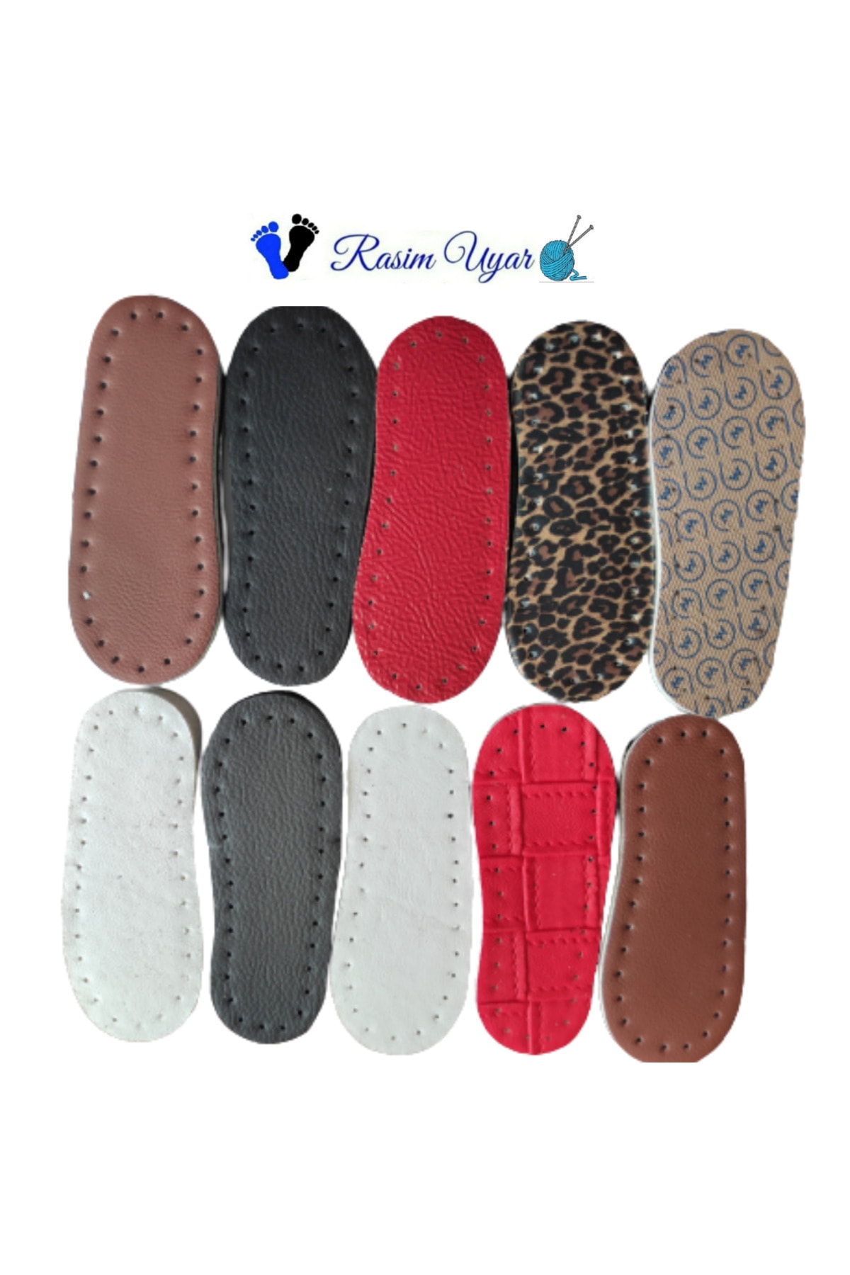 Rasim Uyar Suni Deri Kaplı Eva Bebek-çocuk Boy Patik Tabanı Iki Katmanlı (KARIŞIK RENKLİ 10'LU PAKET)