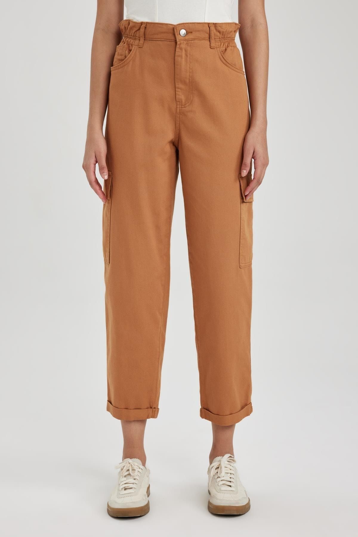 DeFacto-Cool Paperbag Cargo Gabardine 100% bavlněné kalhoty Z4002az23sp 7