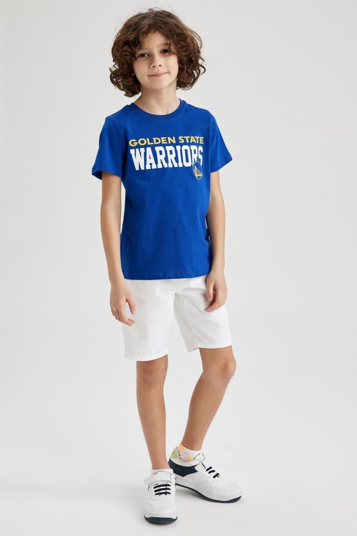 Defacto Boy s Nba Golden State Warriors Regular Fit Crew Neck