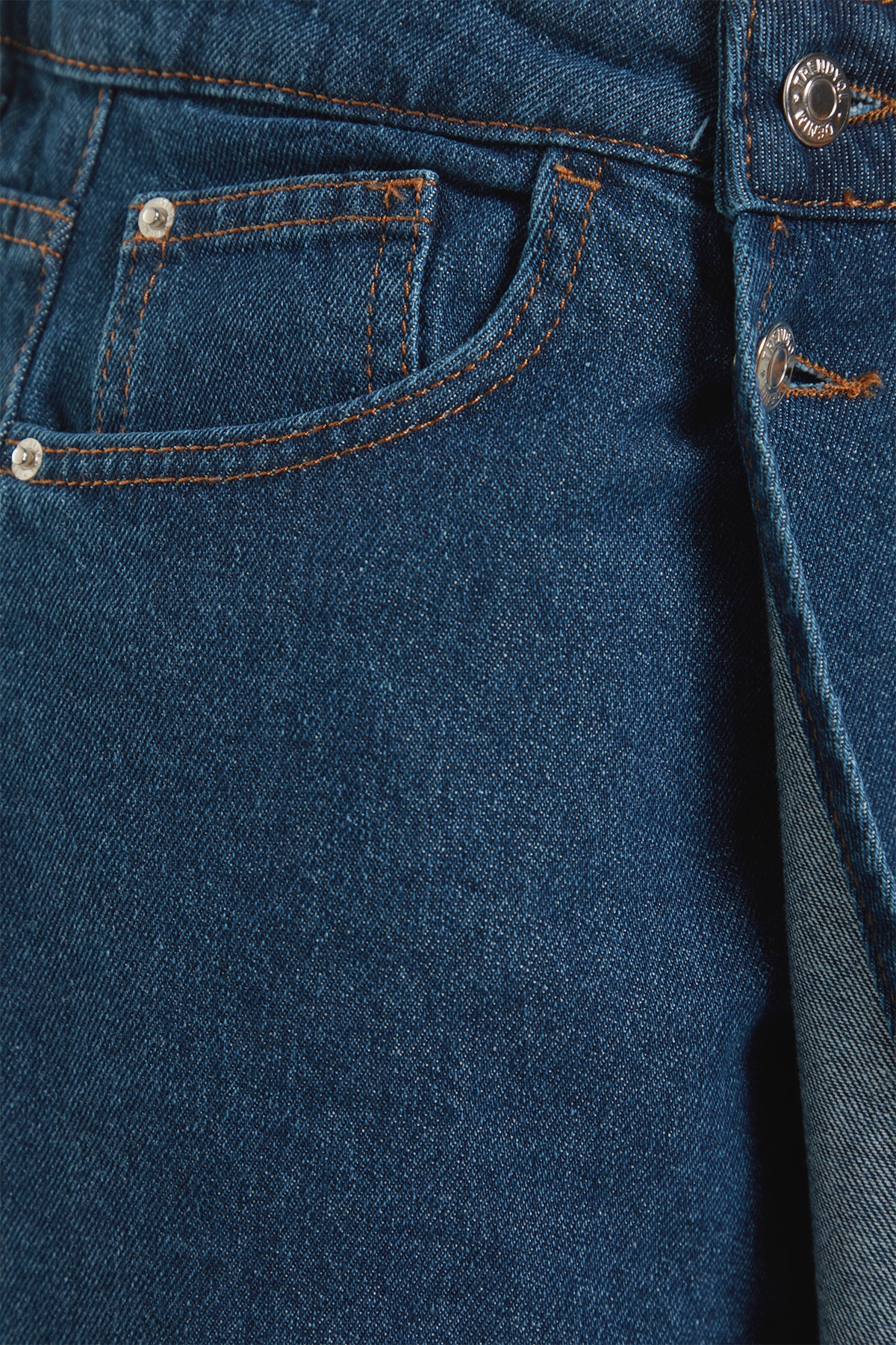 Trendyolmilla  Açık Mavi Yüksek Bel Etek Uçu Püsküllü %100 Pamuk Non-Stretch Büyük Beden Şort Etek TBBSS23AP00008 - Görsel 7