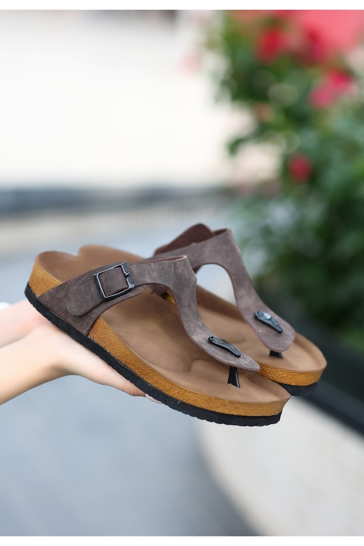 Aksar Kahverengi Nubuk Parmak Arası Terlik Aksar iwie