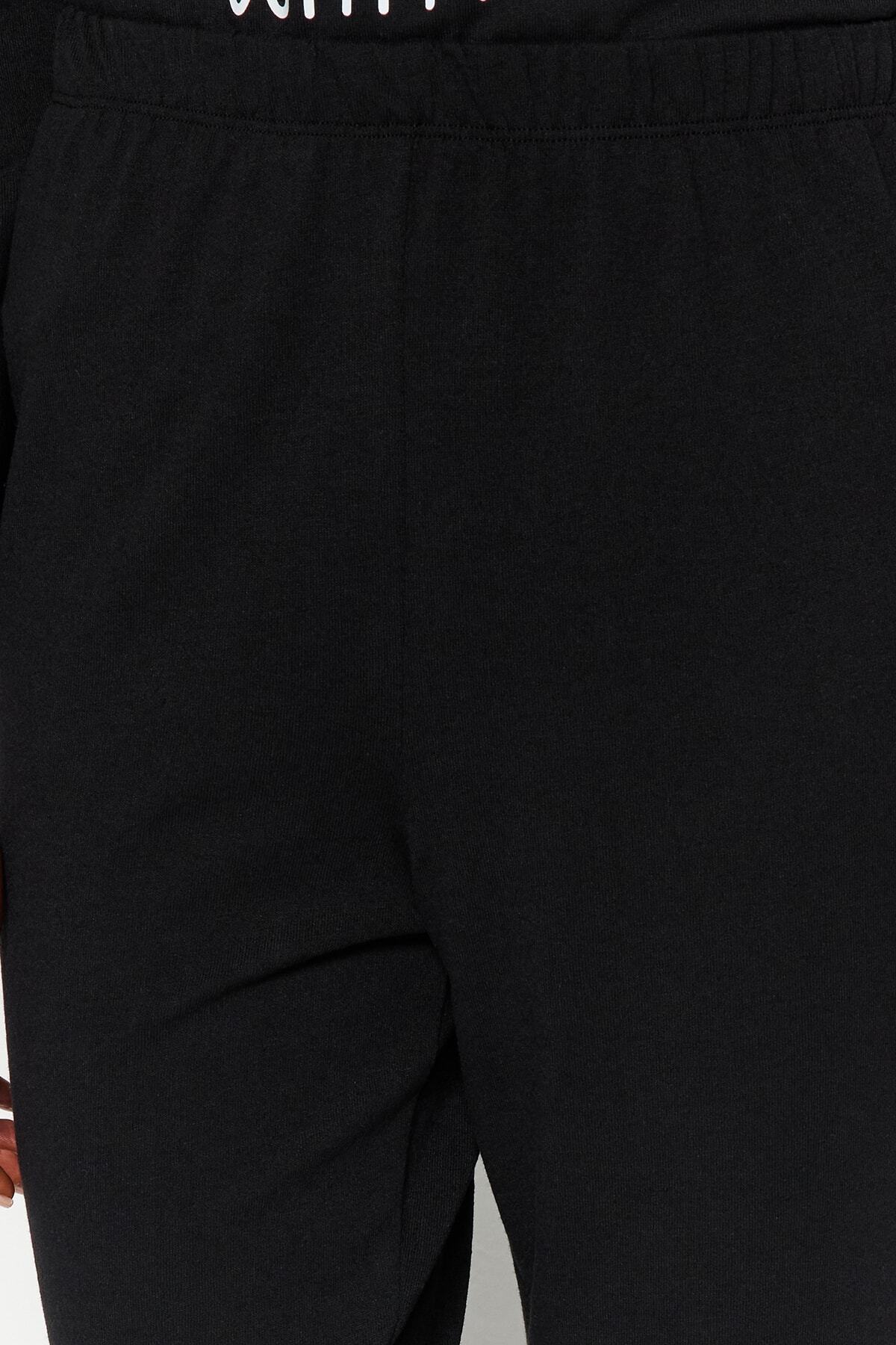 Trendyol Collection-Set pijama tricotată din bumbac negru-pantaloni THMAW24PT00015 6