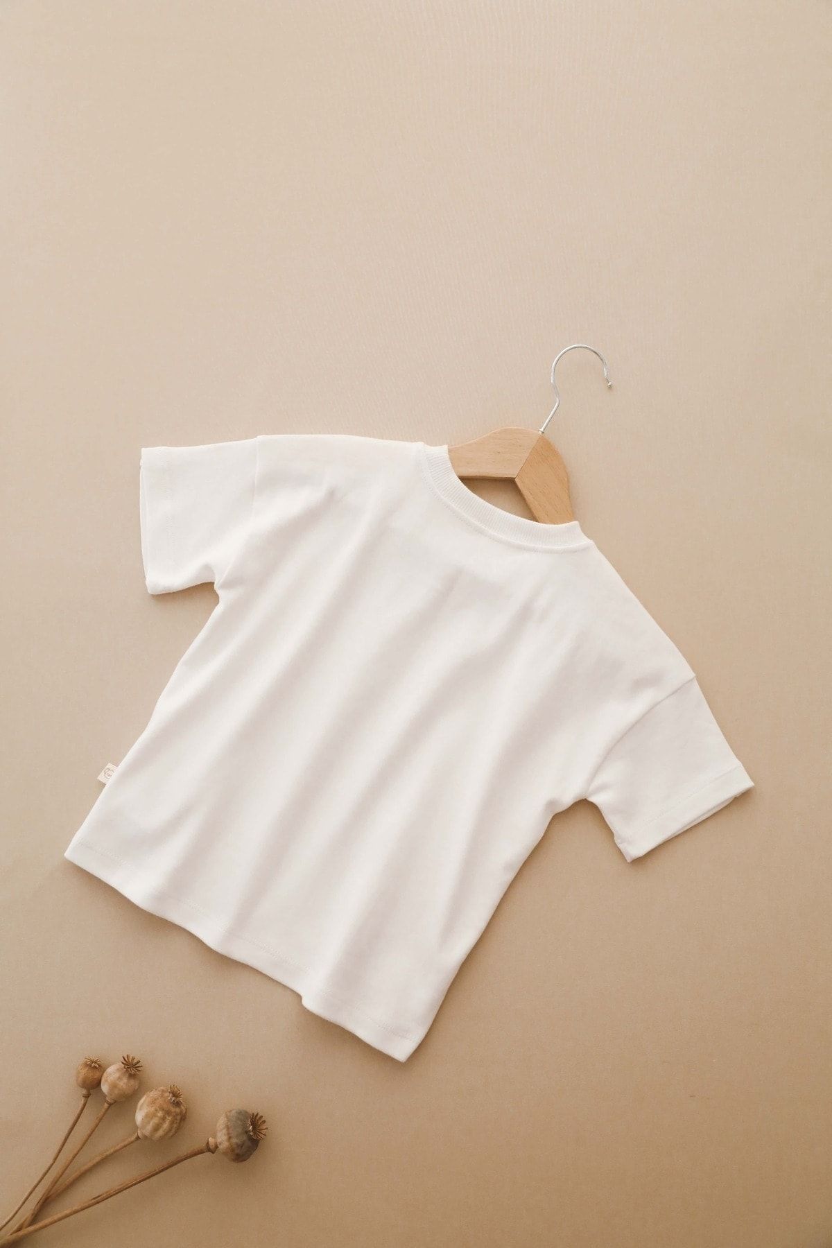 Bisiklet Yaka Nakışlı Oversize T-shirt Bebek - Çocuk