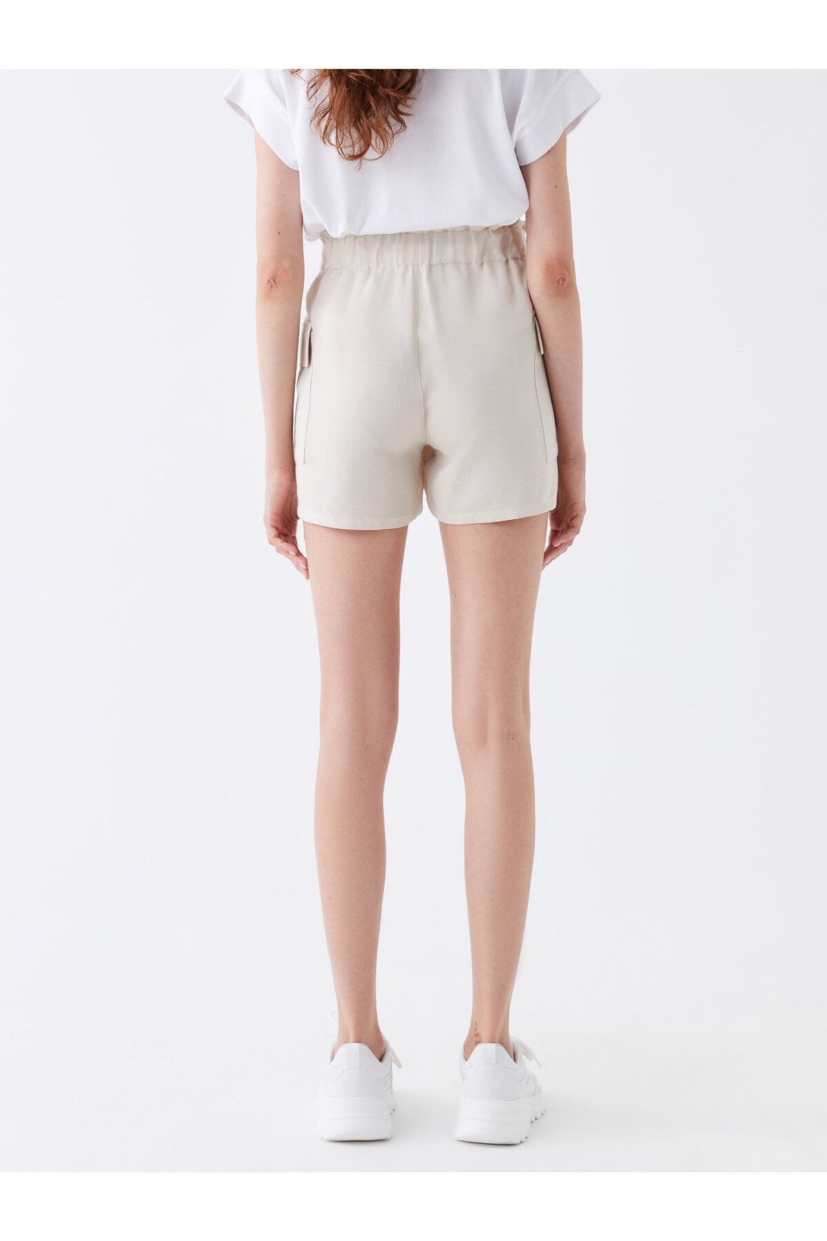 LC Waikiki-Damen-Shorts – Standard-Passform, einfarbige Leinenmischung 5