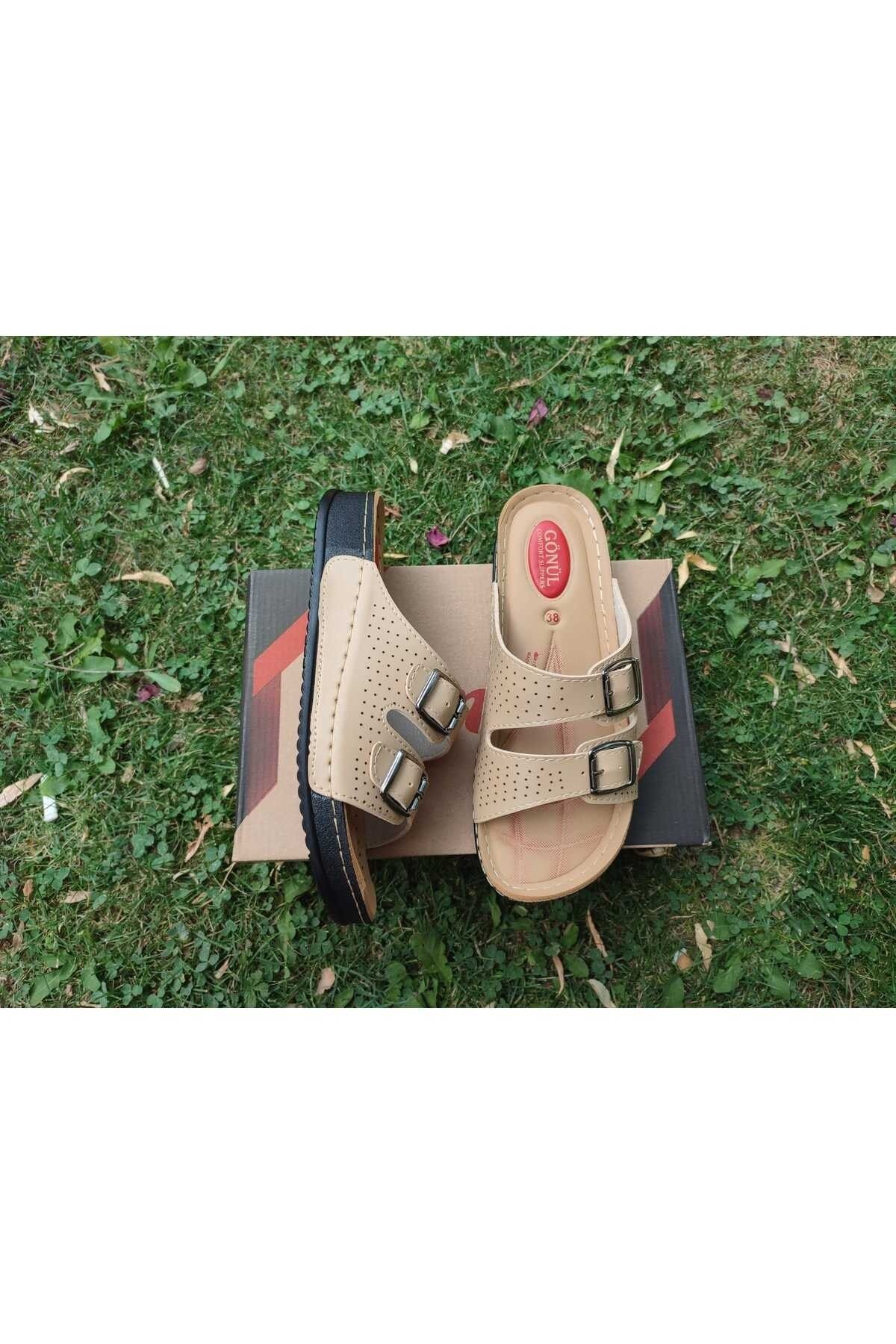 GÖNÜL-4200 COMFORT SOLE ADJUSTABLE WOMEN'S SLIPPERS - CAMEL 3