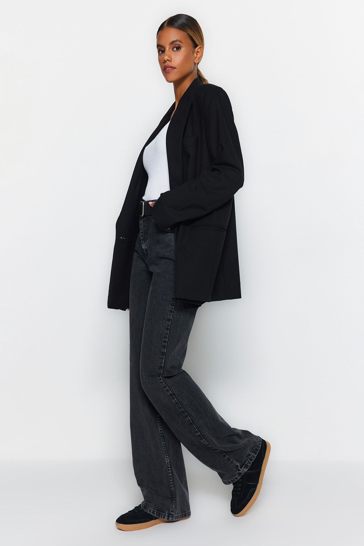 Trendyol Collection-Anthracite High Waist Wide Leg Jeans TWOAW24JE00089 3