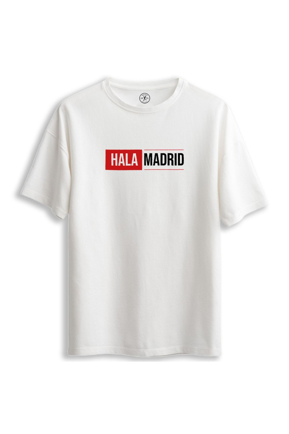 tamgan Beyaz Oversize Bisiklet Yaka Hala Madrid Bask l T shirt