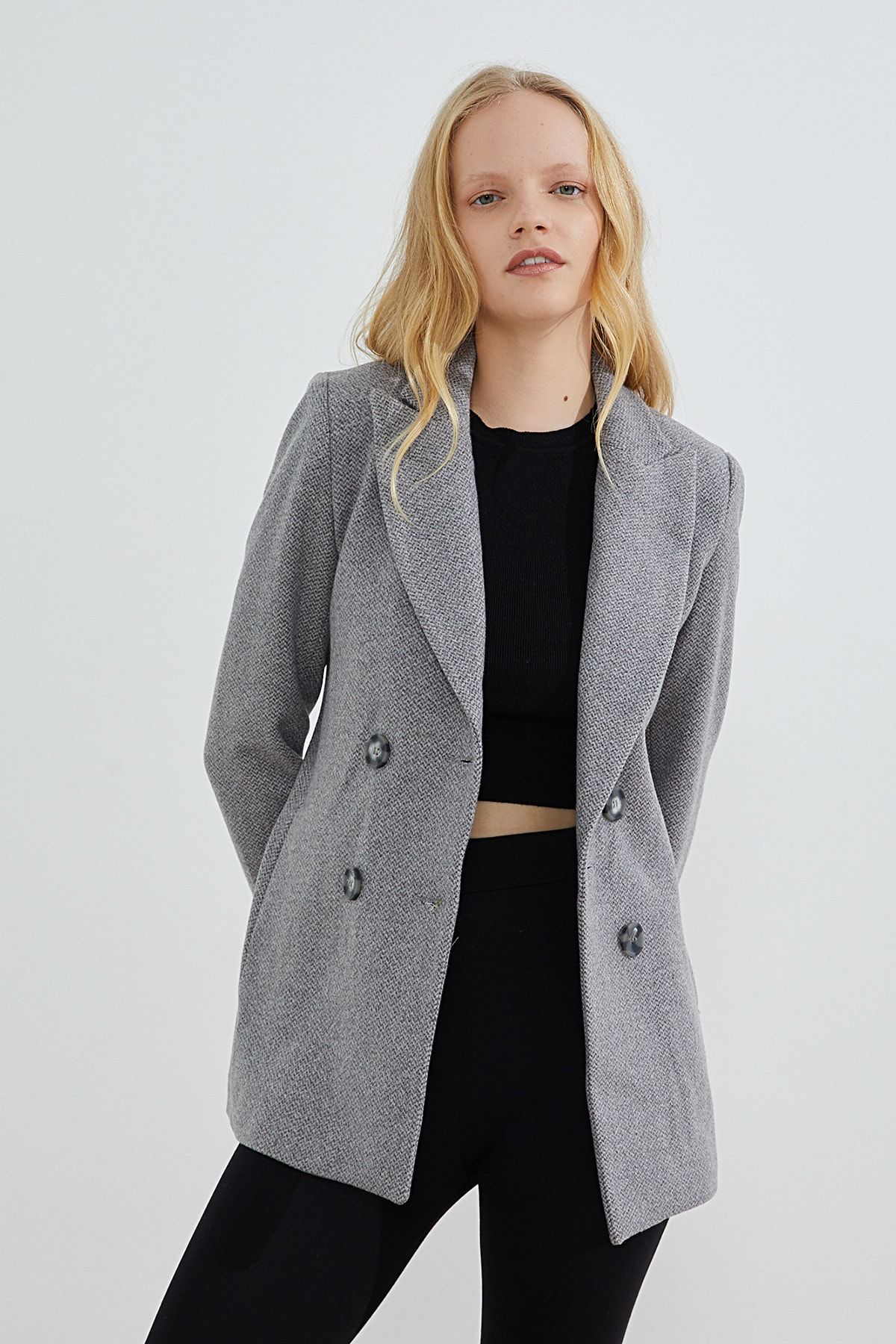 Grey short coat best sale