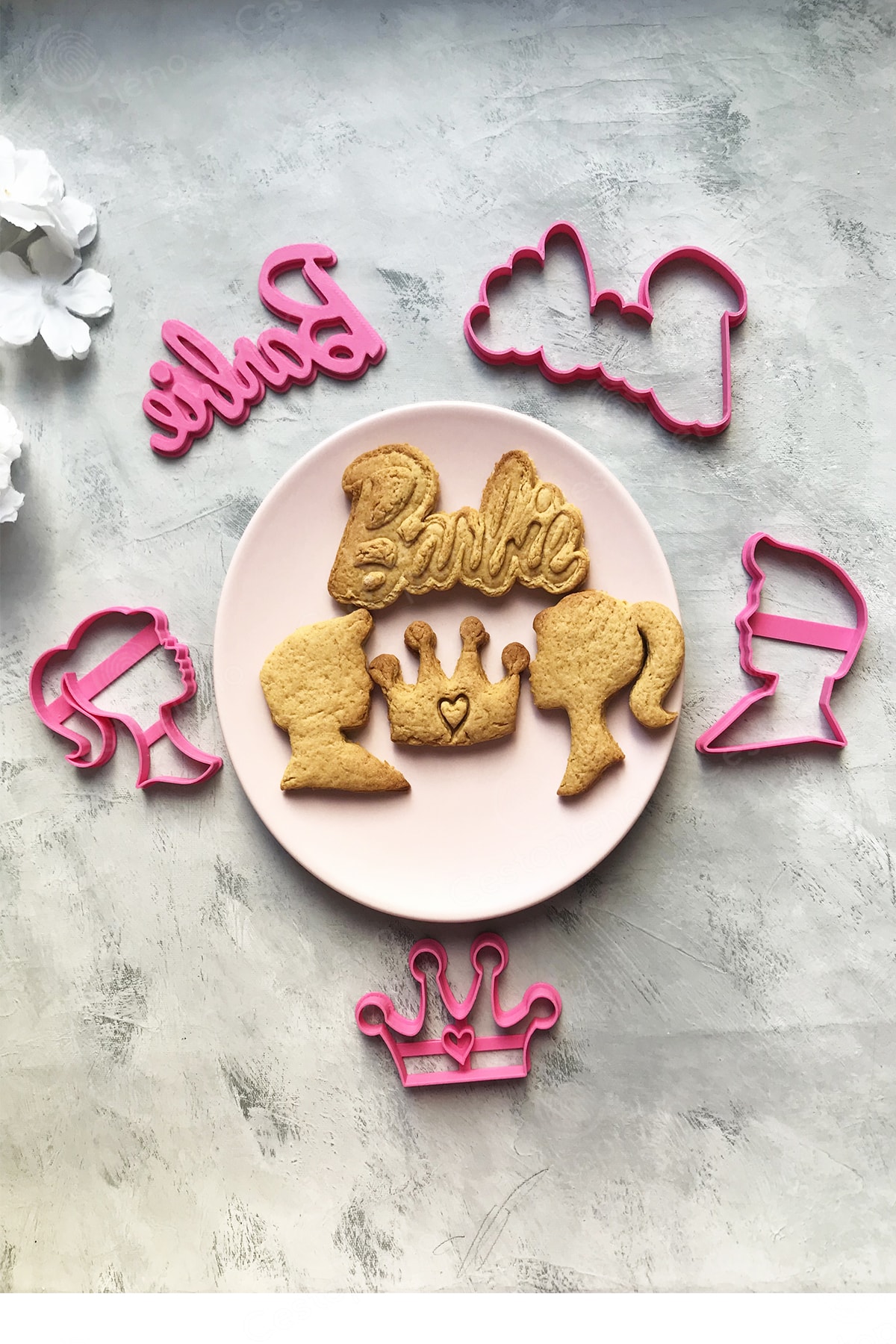 4-Piece Barbie Dough Shaper Set / Barbie - Ken - Crown - Font