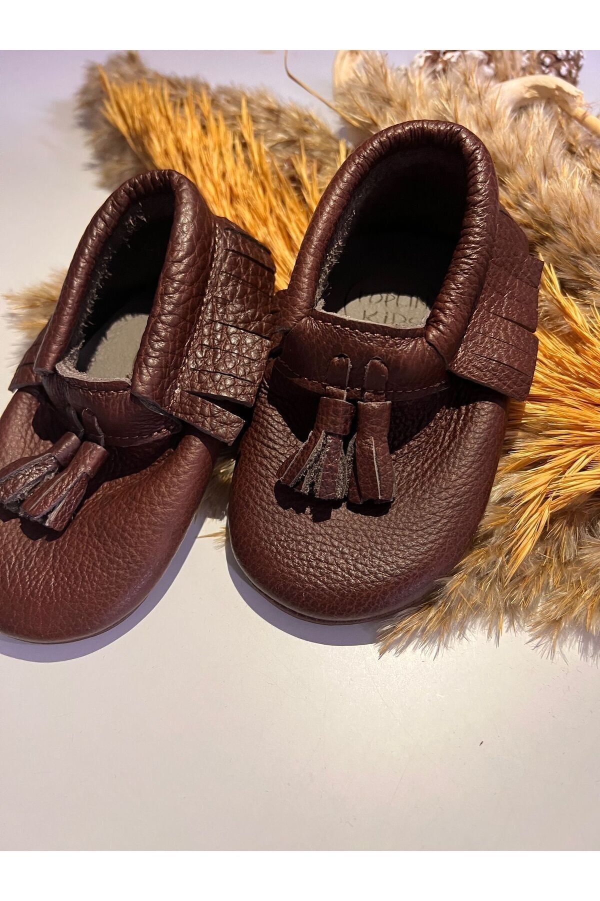 Poplinkids Hakiki Deri Bebek Makosen Patik Kahve Rengi  104