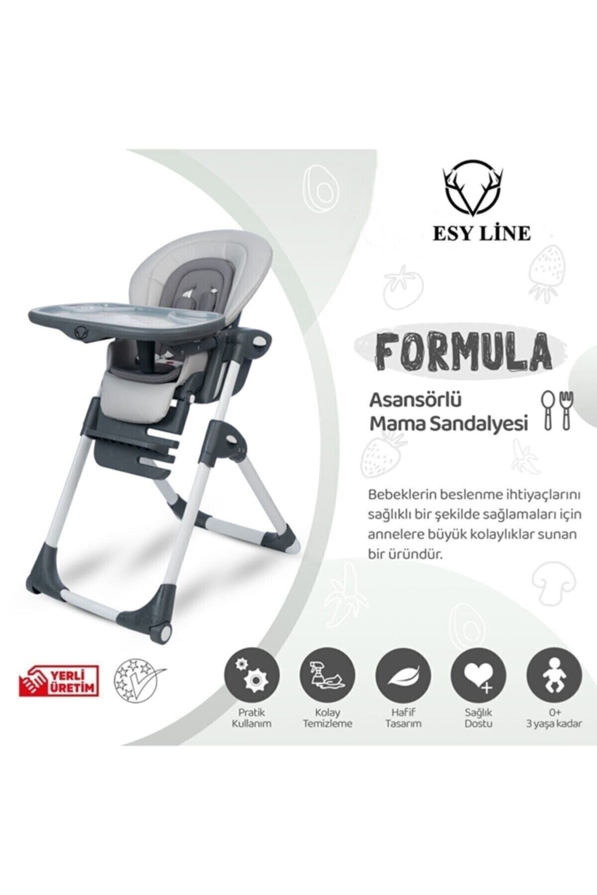 Freebebek Lüx Katlanır Tekerlekli Bebek Mama Sandalyesi Gri