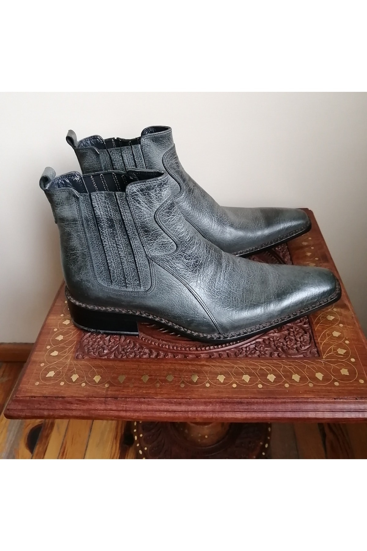 بوت مردانه خاکستری Butik Tülin | 5574337 اورجینال - تصویر 2