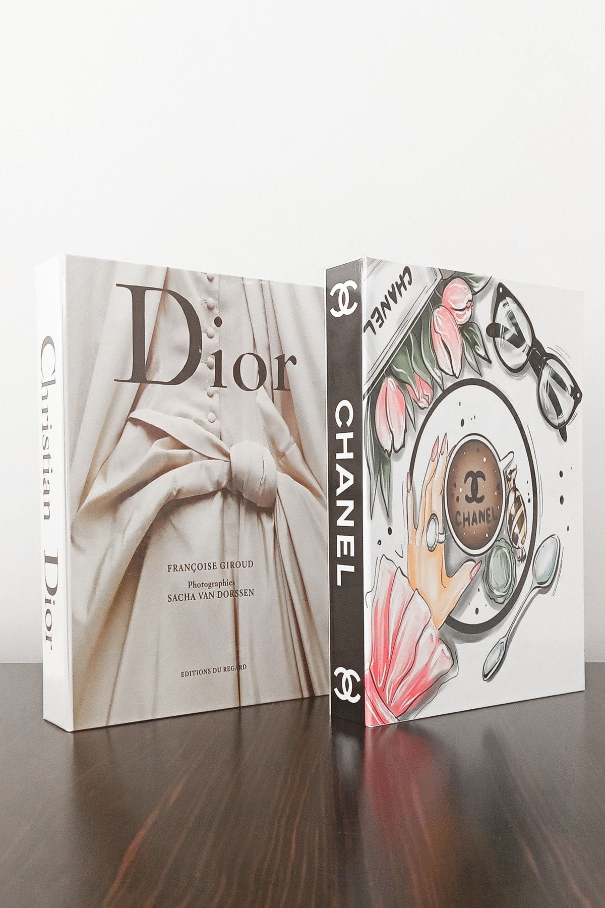 BayCazip 2 Piece Decorative Book Box Look Dior Wedding Dress Chanel Coffee Themed