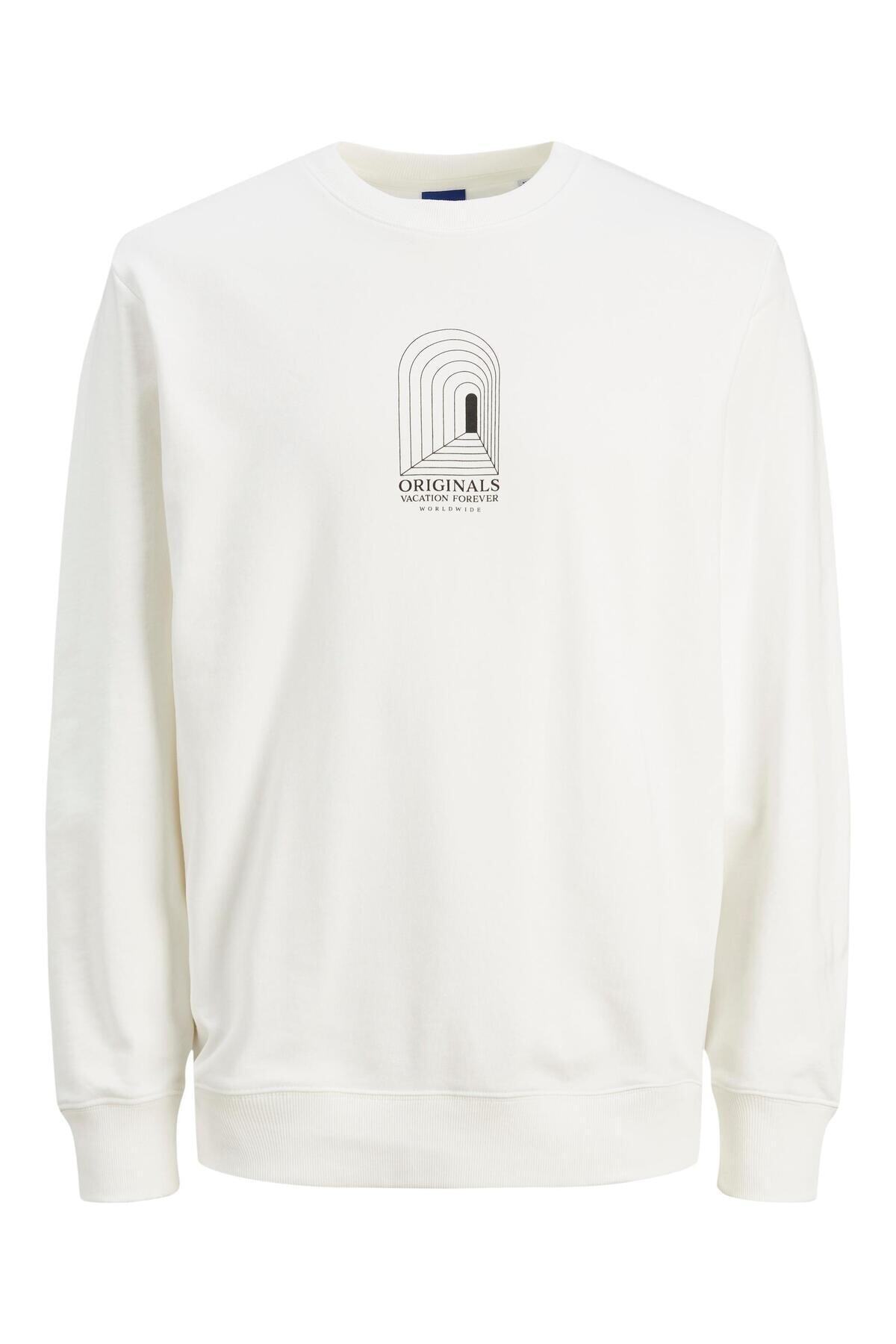 جک اند جونز سویشرت مردانه سفید جک جونز Destiny Sweat Crew Neck Tg 12243615-01