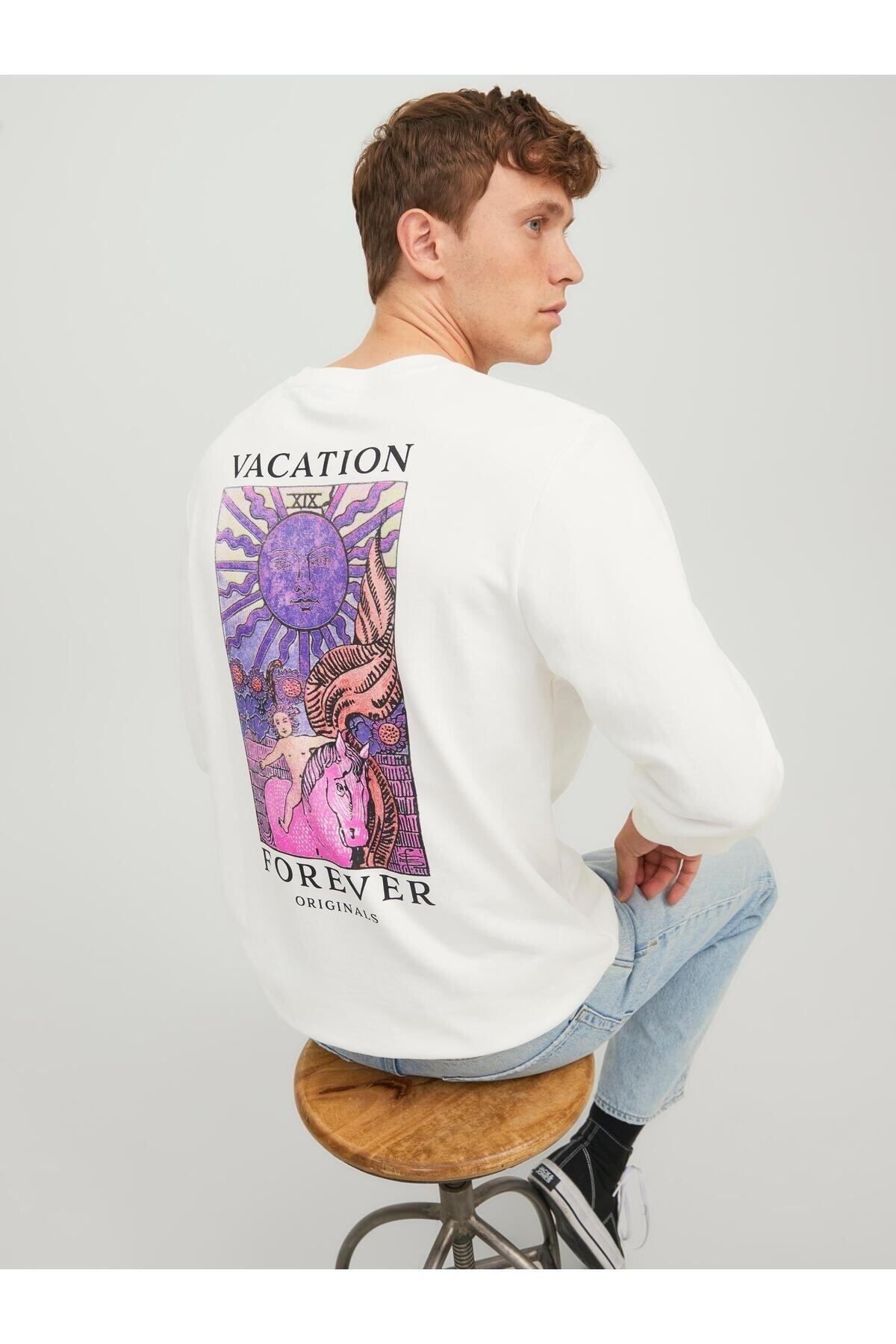 سویشرت مردانه سفید جک اند جونز | 12243615 اورجینال - تصویر 6