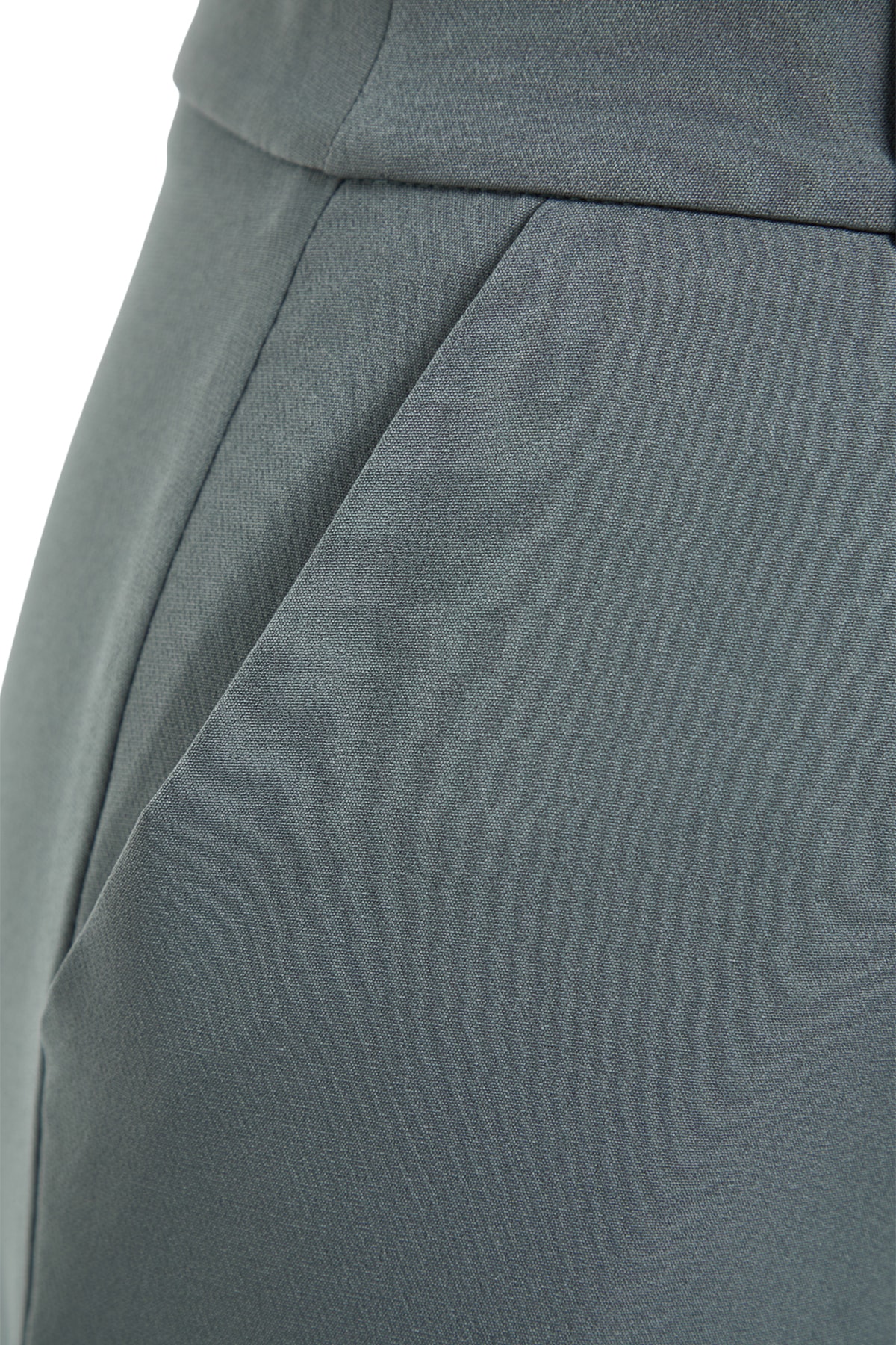 Trendyolmilla  Indigo Yüksek Bel Wide Leg/Geniş Paça Pilili Dokuma Kumaş Pantolon TWOAW21PL0076 - Görsel 8