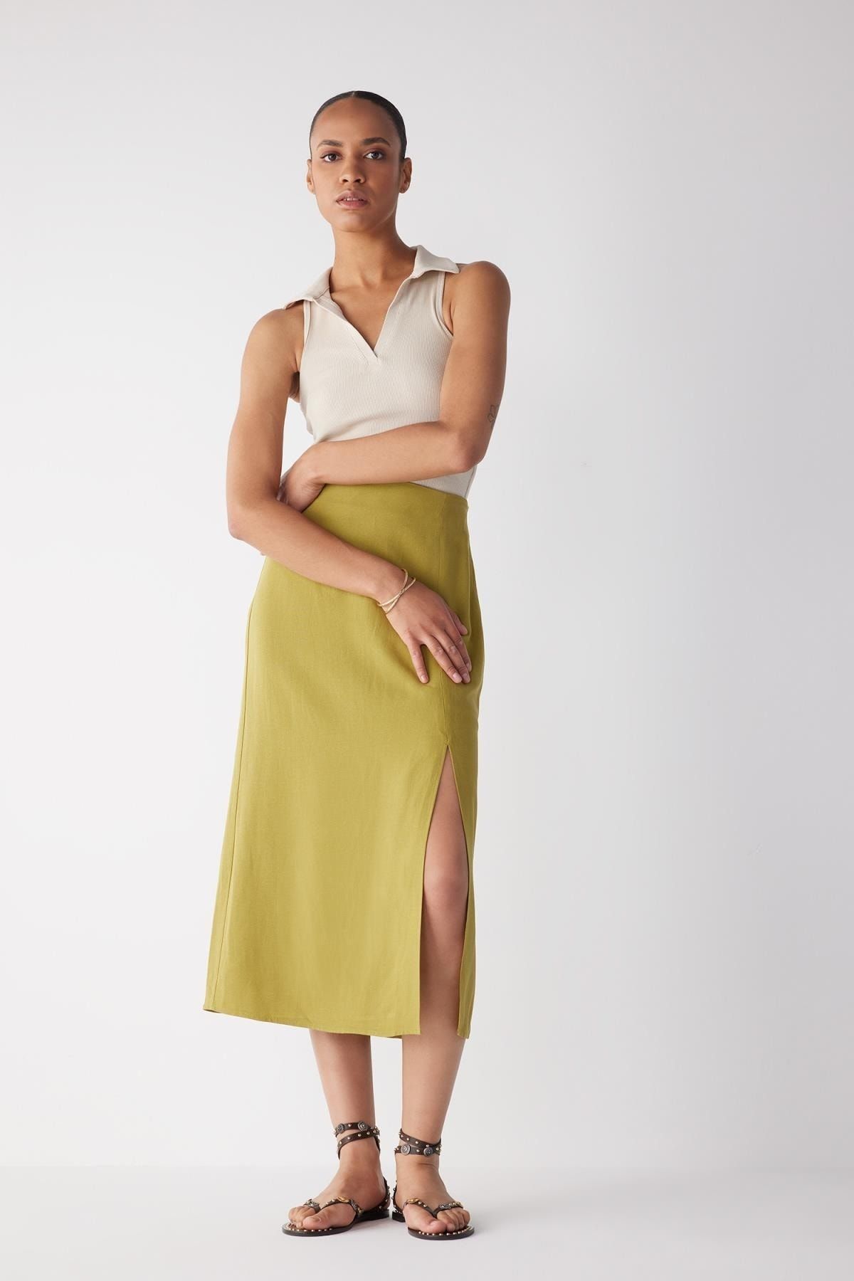 Lined a line midi skirt top