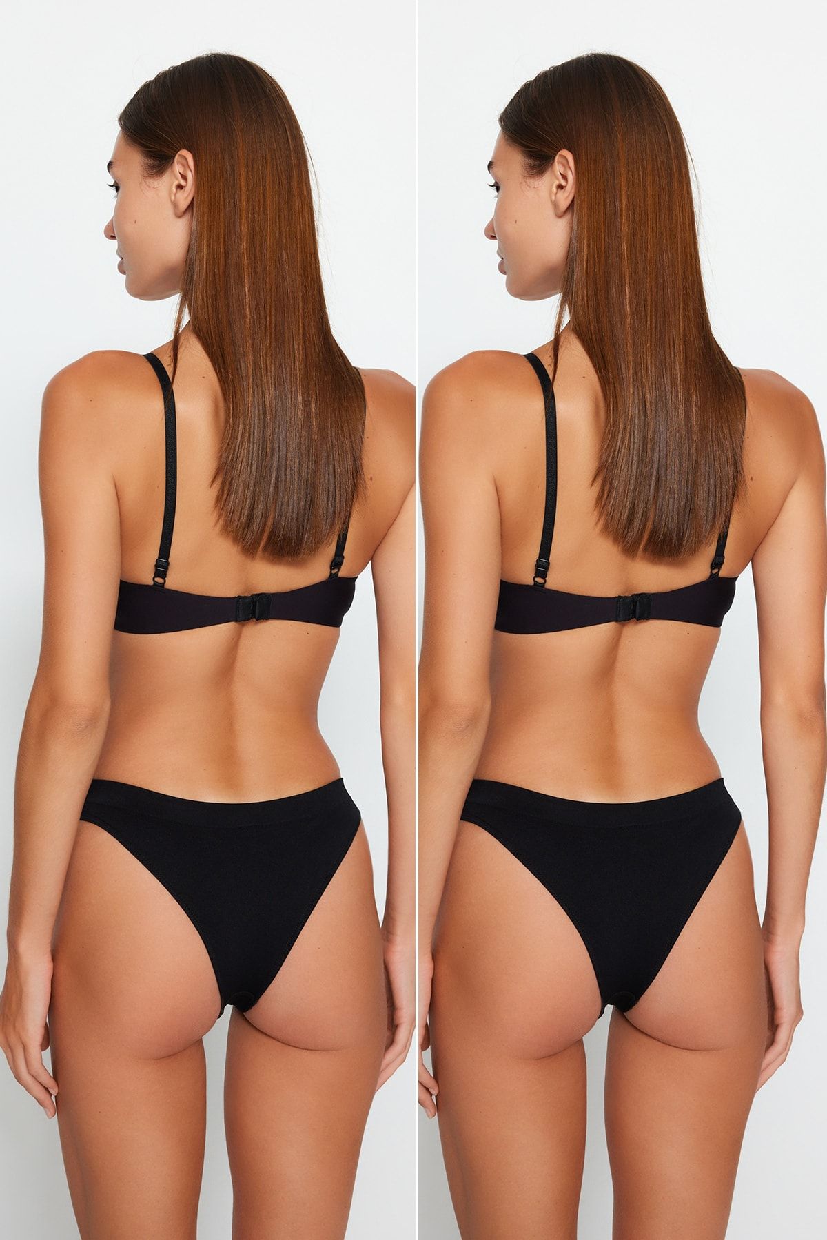 Trendyol Collection-Μαύρο πλεκτό βραζιλιάνικο εσώρουχο 2 συσκευασιών χωρίς ραφές/χωρίς ραφές THMAW24KU00003 2