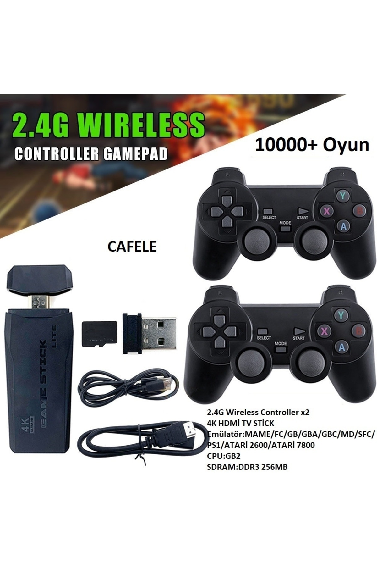 2.4g 64gb 10000 Oyunlu Çift Kablosuz Kol Hdmi 4k Ultra Hd Game Tv Stick